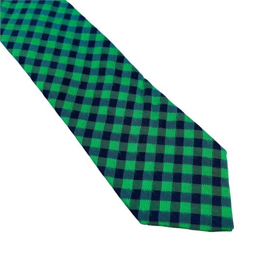 GANT Dark Blue Green Check Print 100% Silk Hand Made Tie