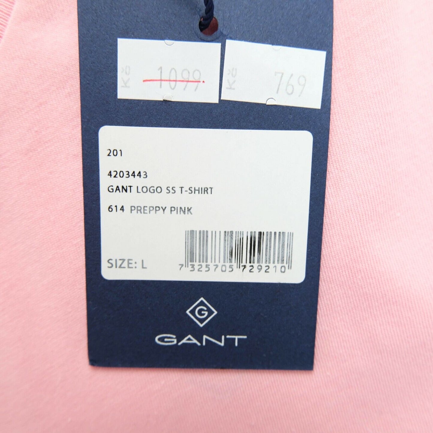 GANT T-shirt col rond rose avec grand logo taille SL