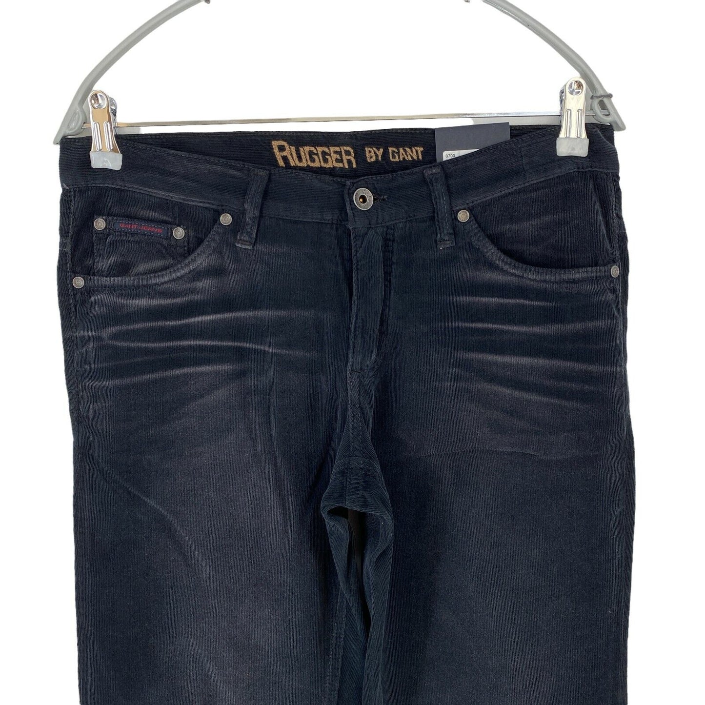 GANT Femmes Pantalon En Velours Côtelé Coupe Droite Noir W30 L28