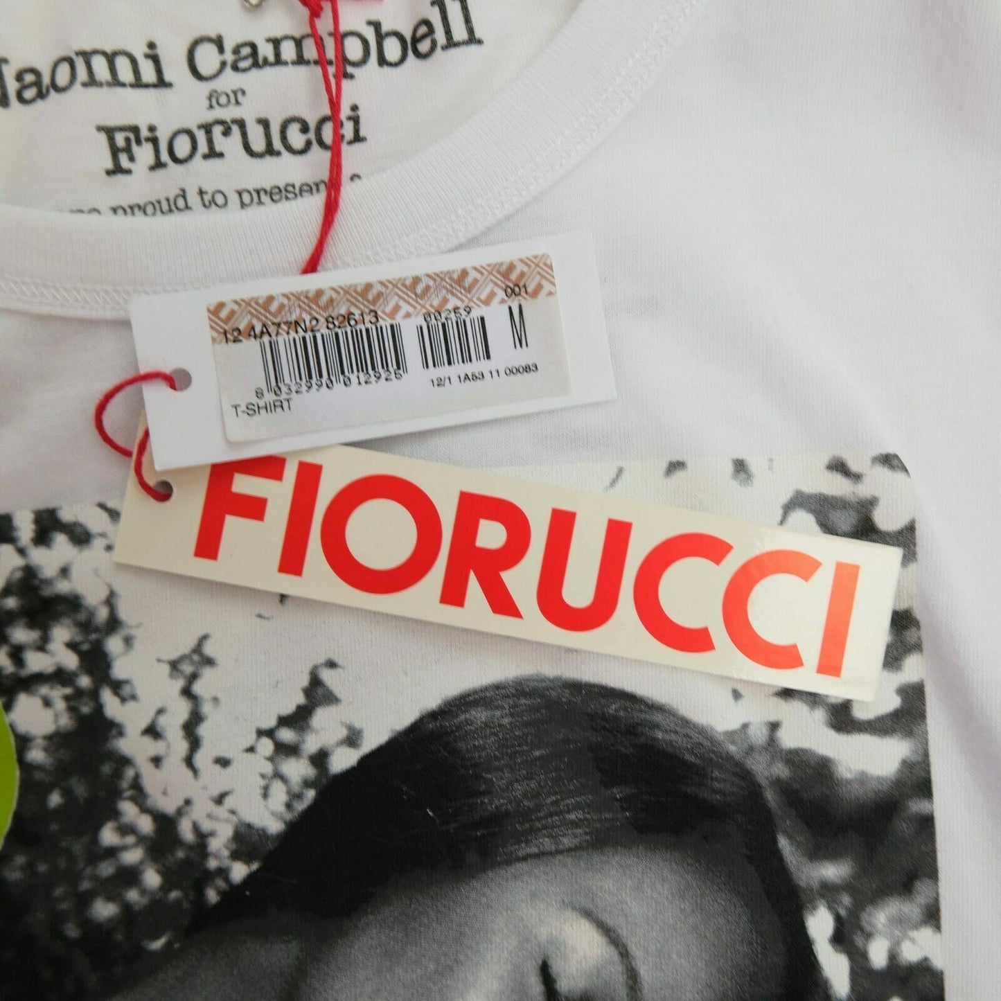 FIORUCCI x Naomi Campbell Weißes T-Shirt mit Rundhalsausschnitt, Größe SM