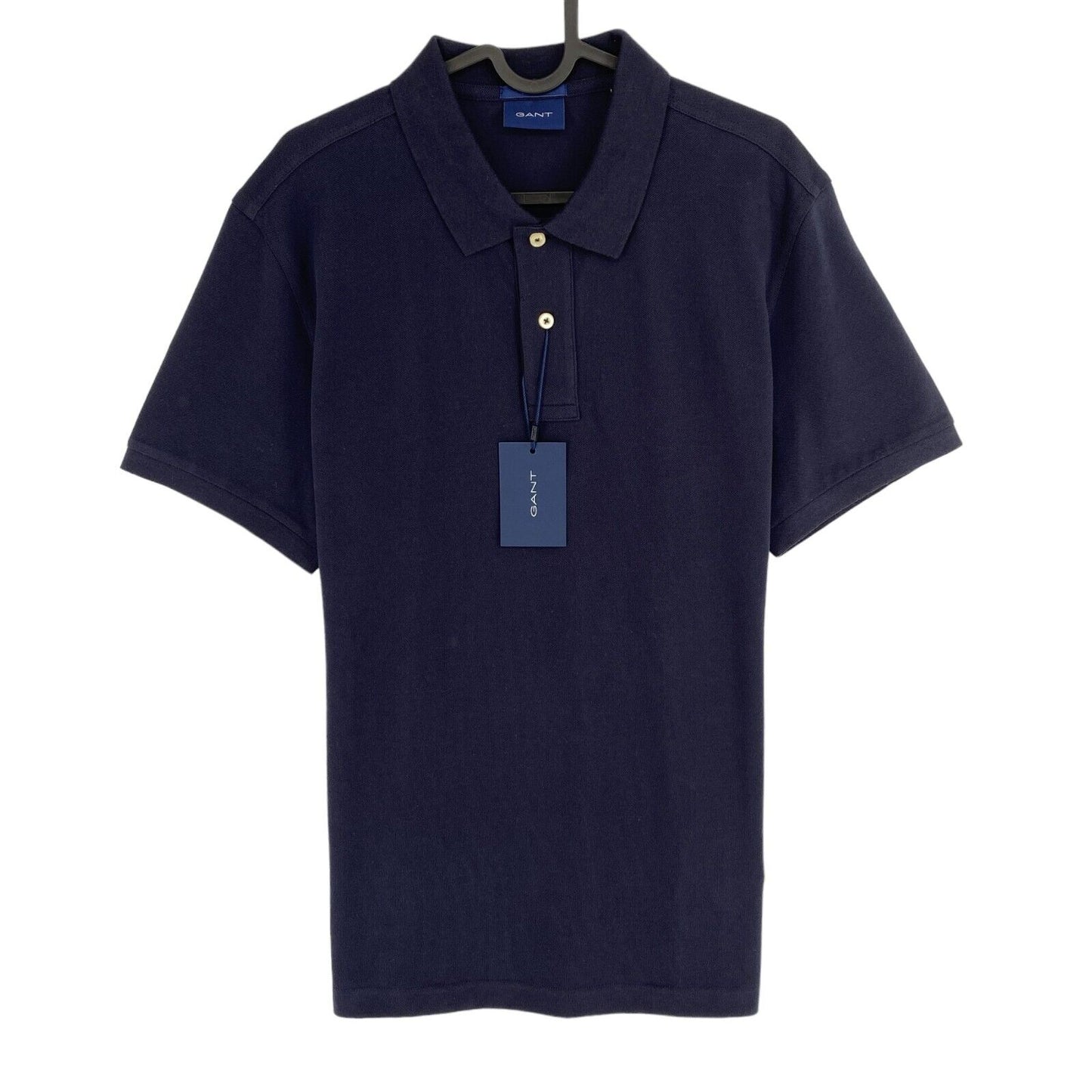 GANT Men Navy Blue Original Regular Short Sleeves Pique Rugger Polo Shirt Size L