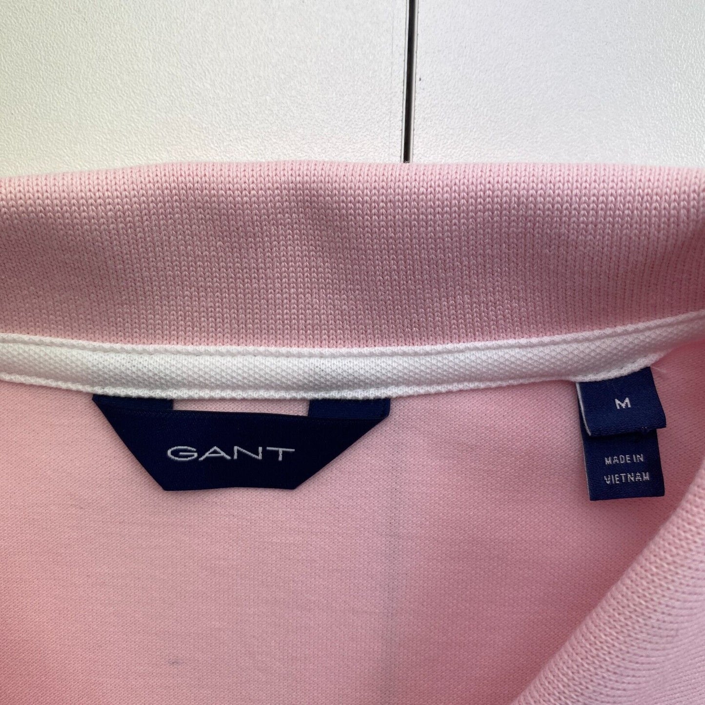 GANT Women Pink Contrast Collar Pique Short Sleeve Polo Shirt Size M