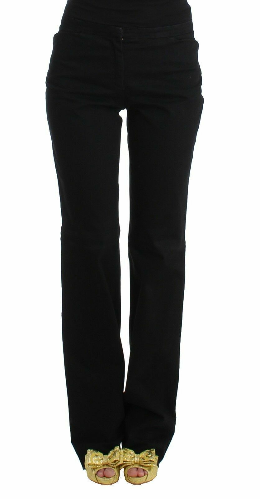 Just Cavalli RRP $200 Pantalon droit noir pour femme Pantalon chino W24 IT 38