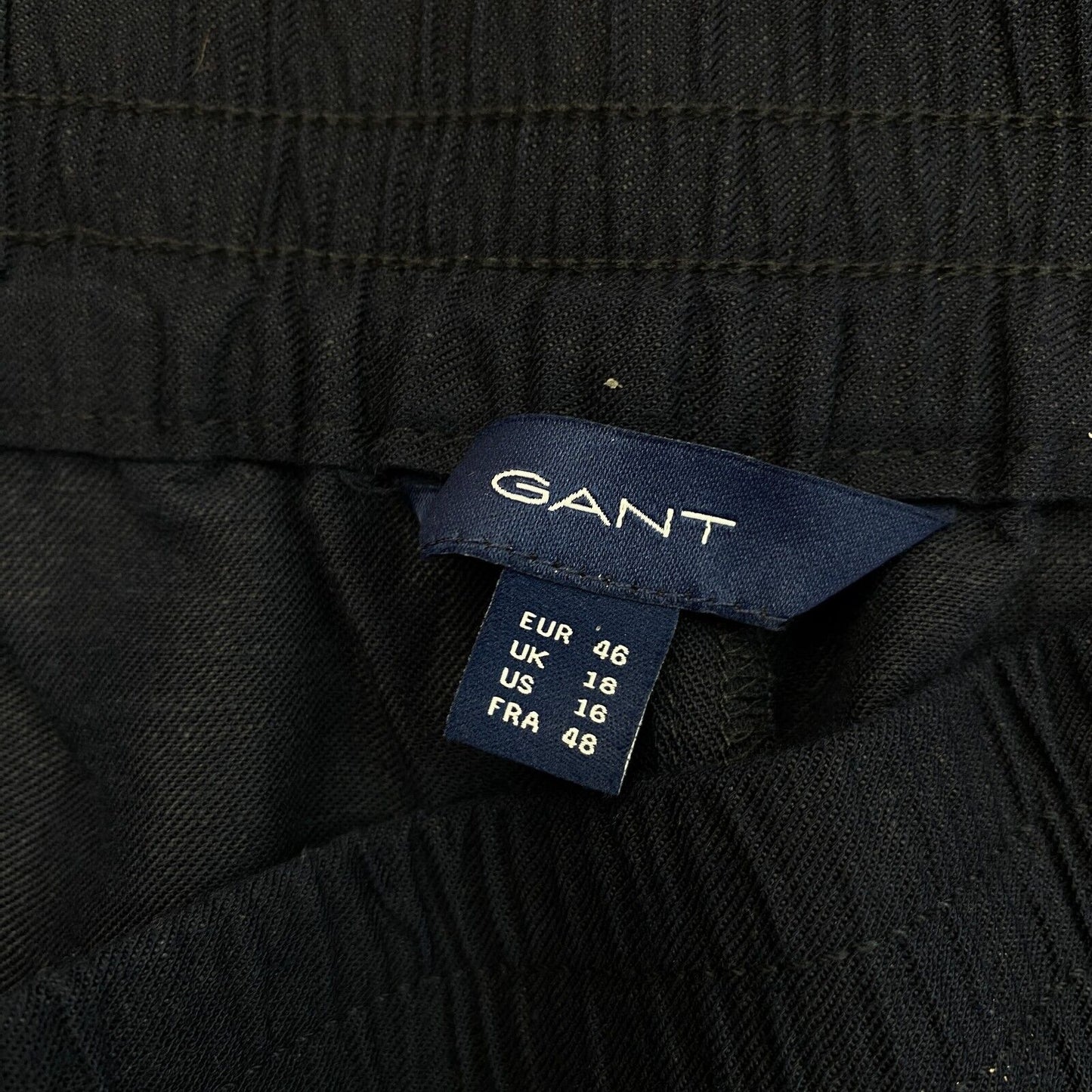 GANT Navy Blue Linen Blend Pull On Pants Trousers Size EUR 46 UK 18 US 16