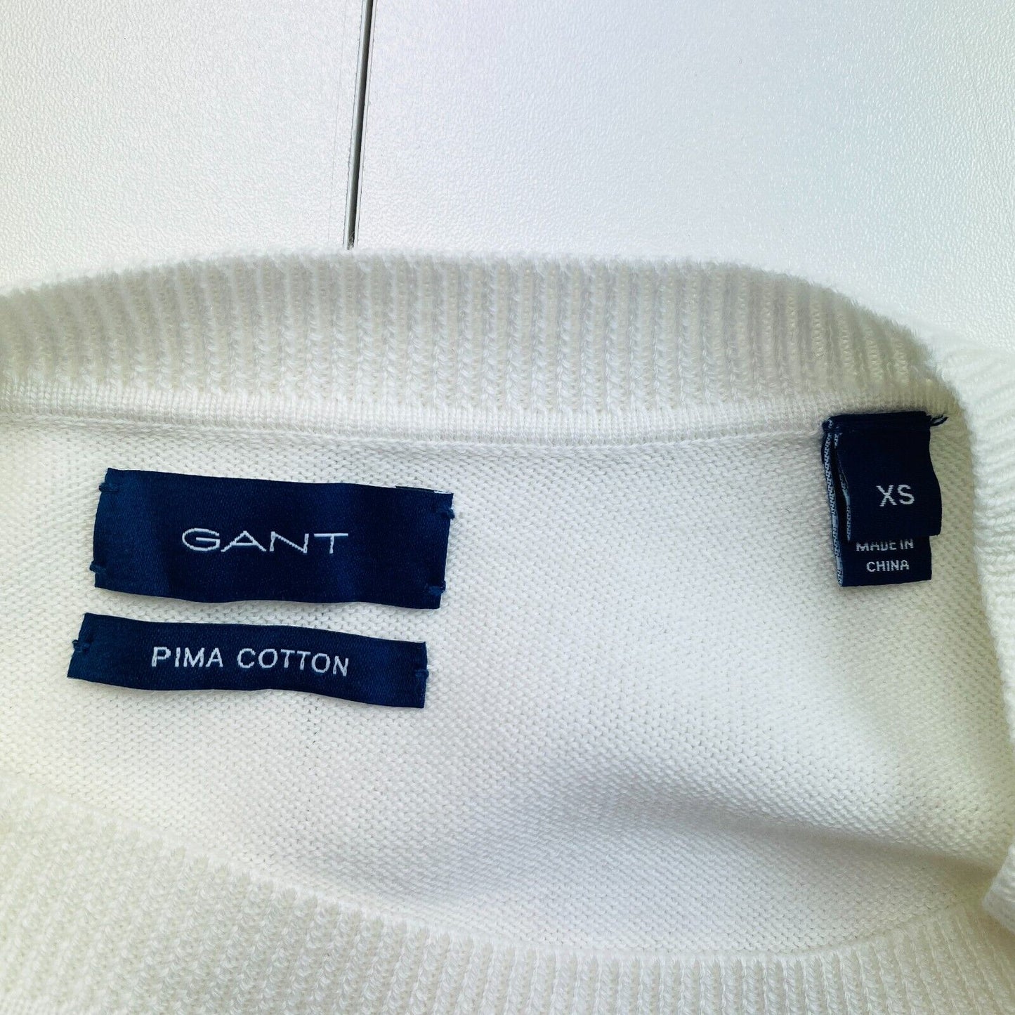 GANT White 100% Cotton Crew Neck Sweater Jumper Size XS