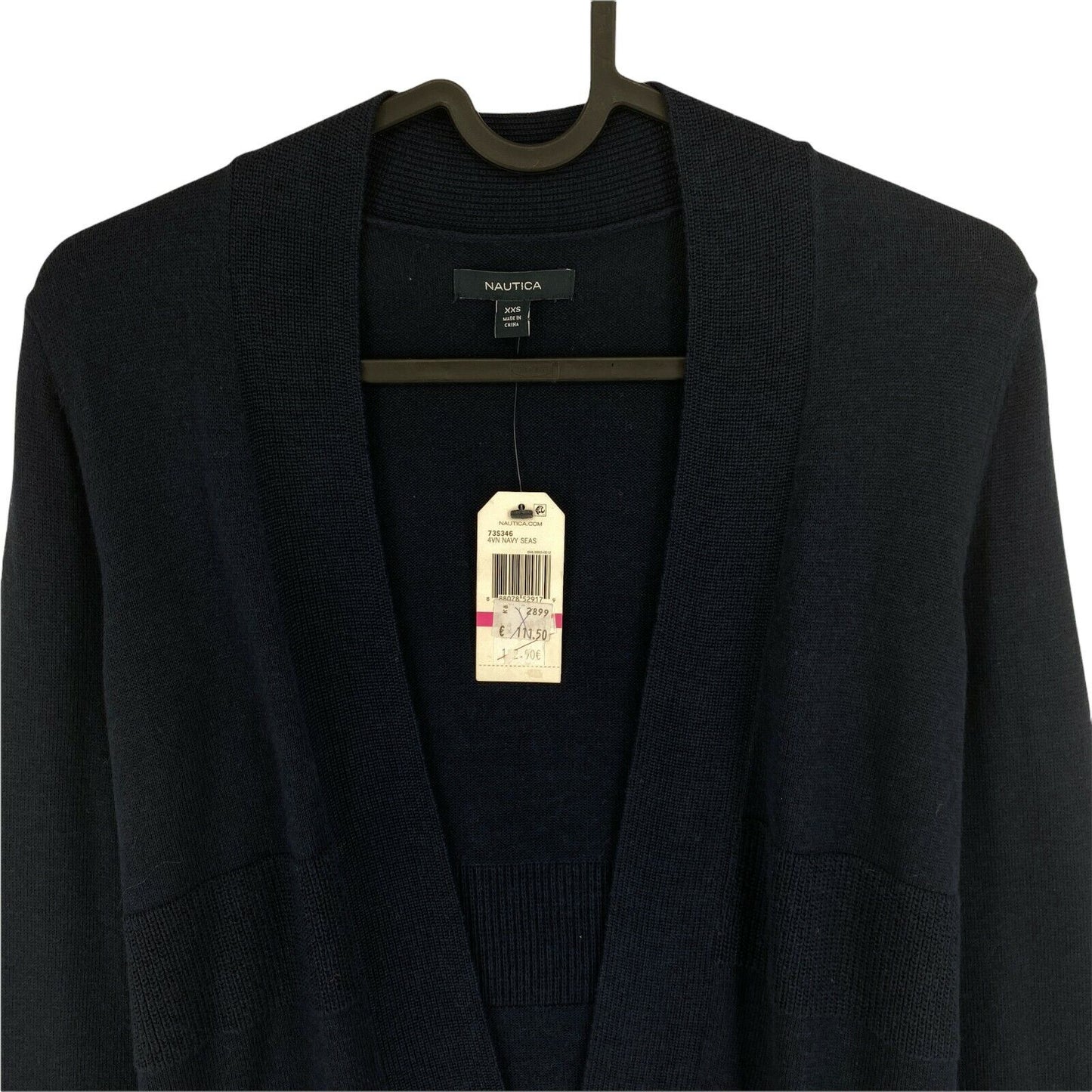 NAUTICA Bleu Marine Col en V Coton Laine Mélange Cardigan Pull Taille 2XS