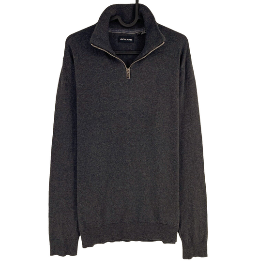 JACK&amp;JONES Gris Tricot Demi Zip Pull Pull Pull Taille L