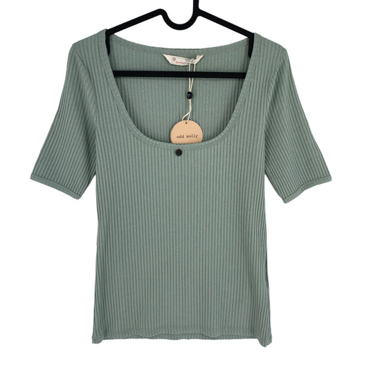 ODD MOLLY Green Exquisite Scoop Neck Top T Shirt Size 0 / XS