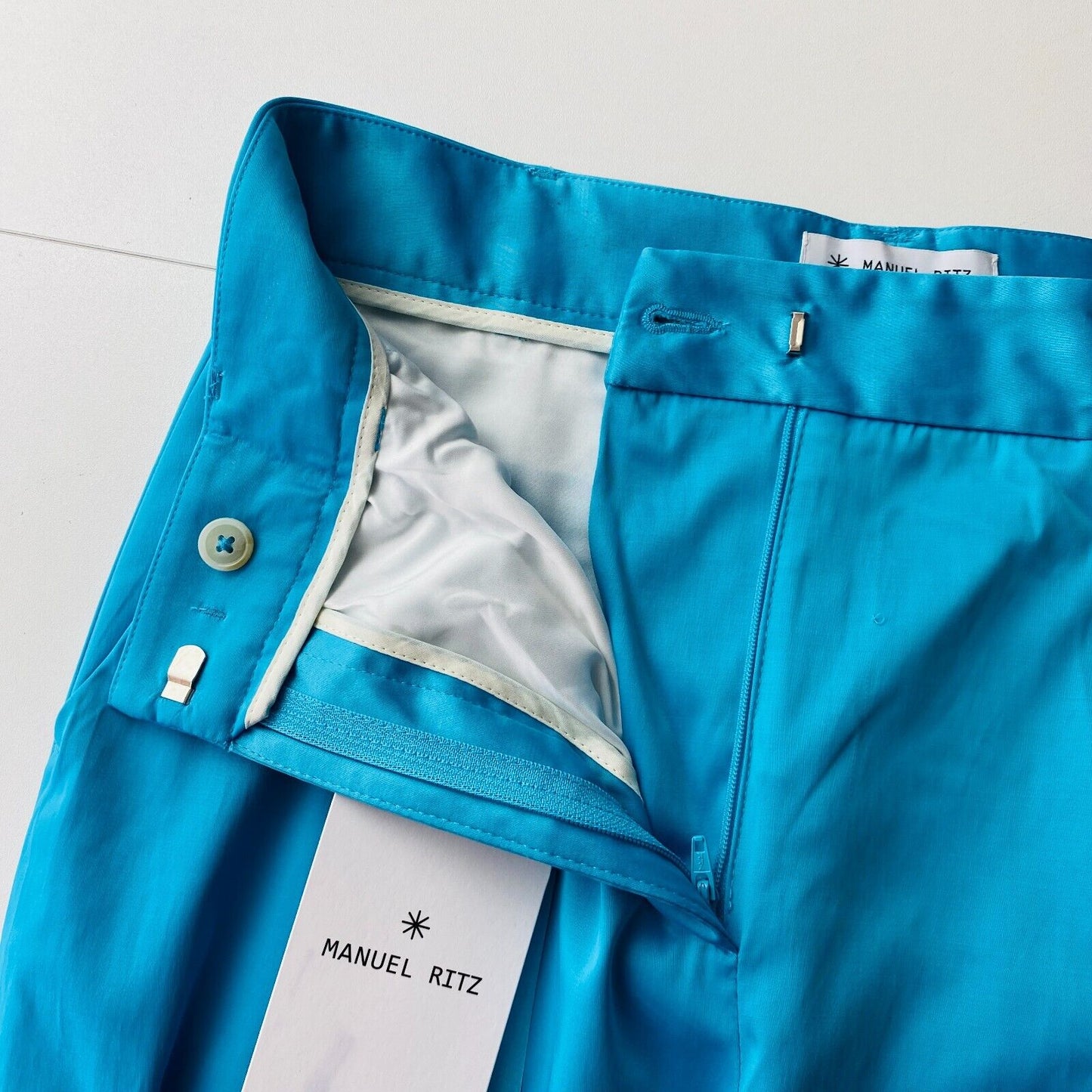 Manuel Ritz Women Blue Regular Straight Fit Dress Trousers Size IT 42 W28