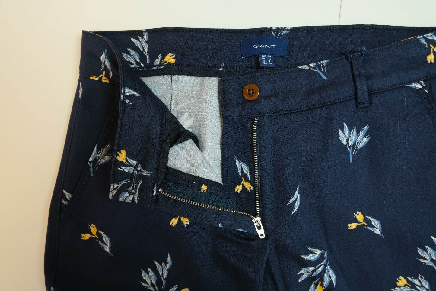 GANT Blue Cropped Slim Fit Slouch Pants Trousers Size EUR 36 UK 10 US 6