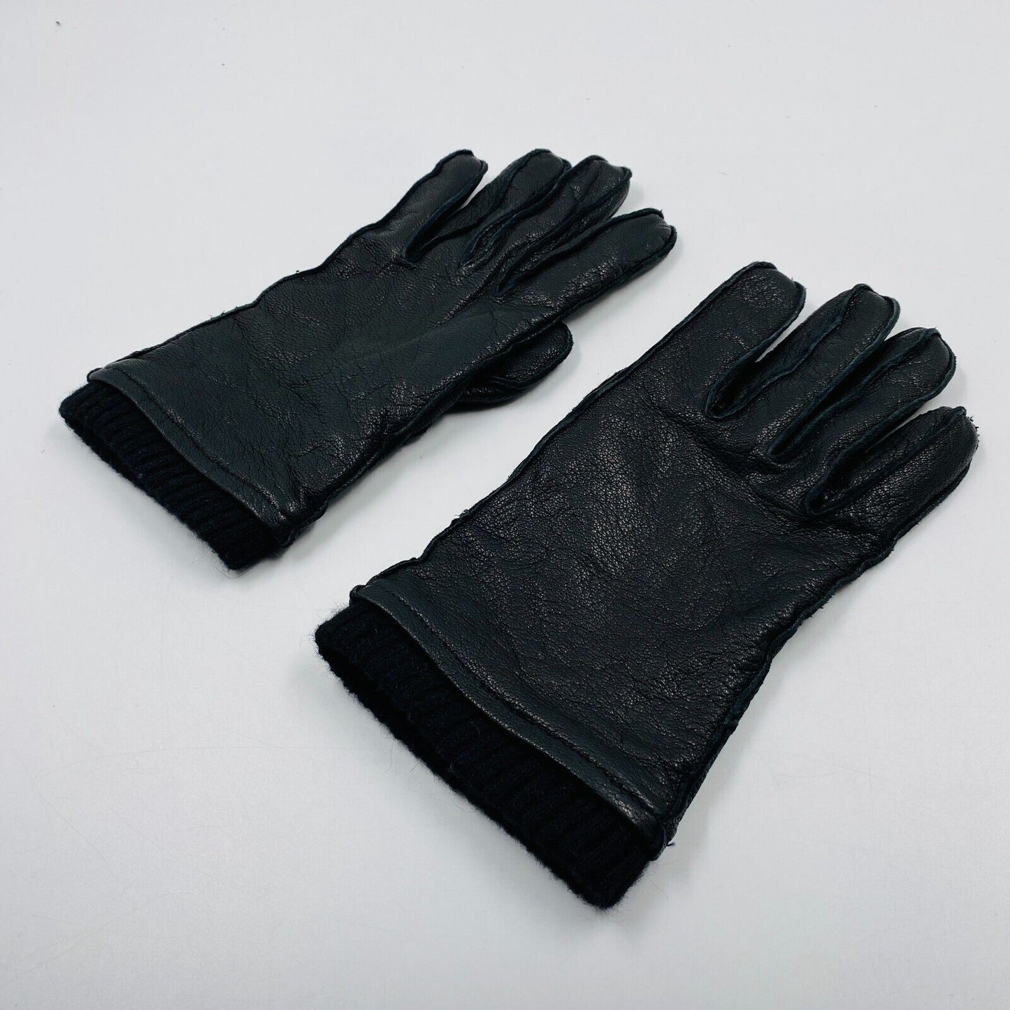 GANT Mens Black Leather Cashmere Wool Blend Lining Warm Gloves Size M