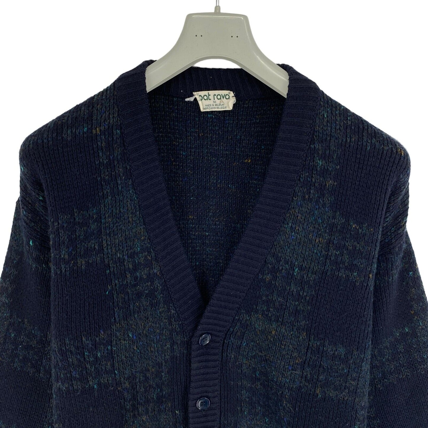 Cosby Vintage Retro 90s Pat Rava Blue Cardigan Jumper Size EU 50 UK/US 40