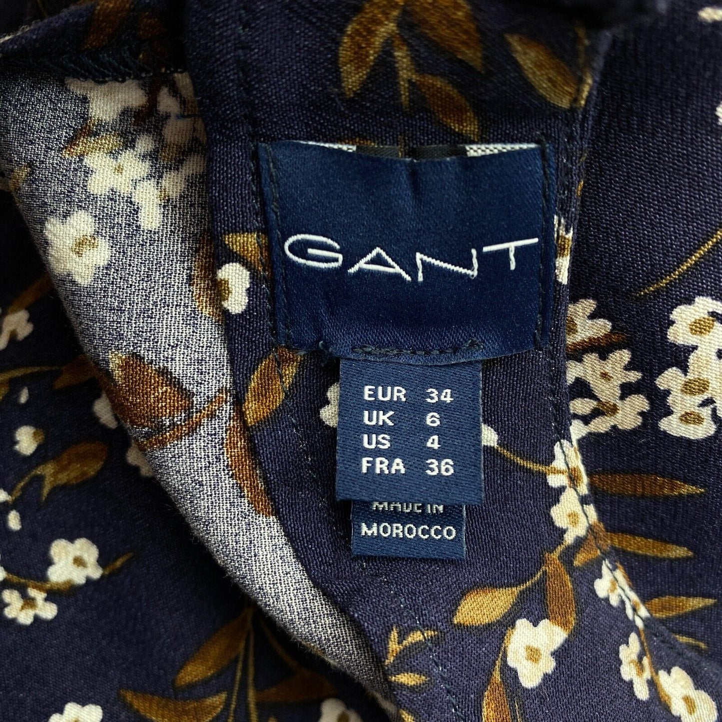 GANT Navy Blue Floral Print A Line Dress Size EU 34 UK 6 US 4