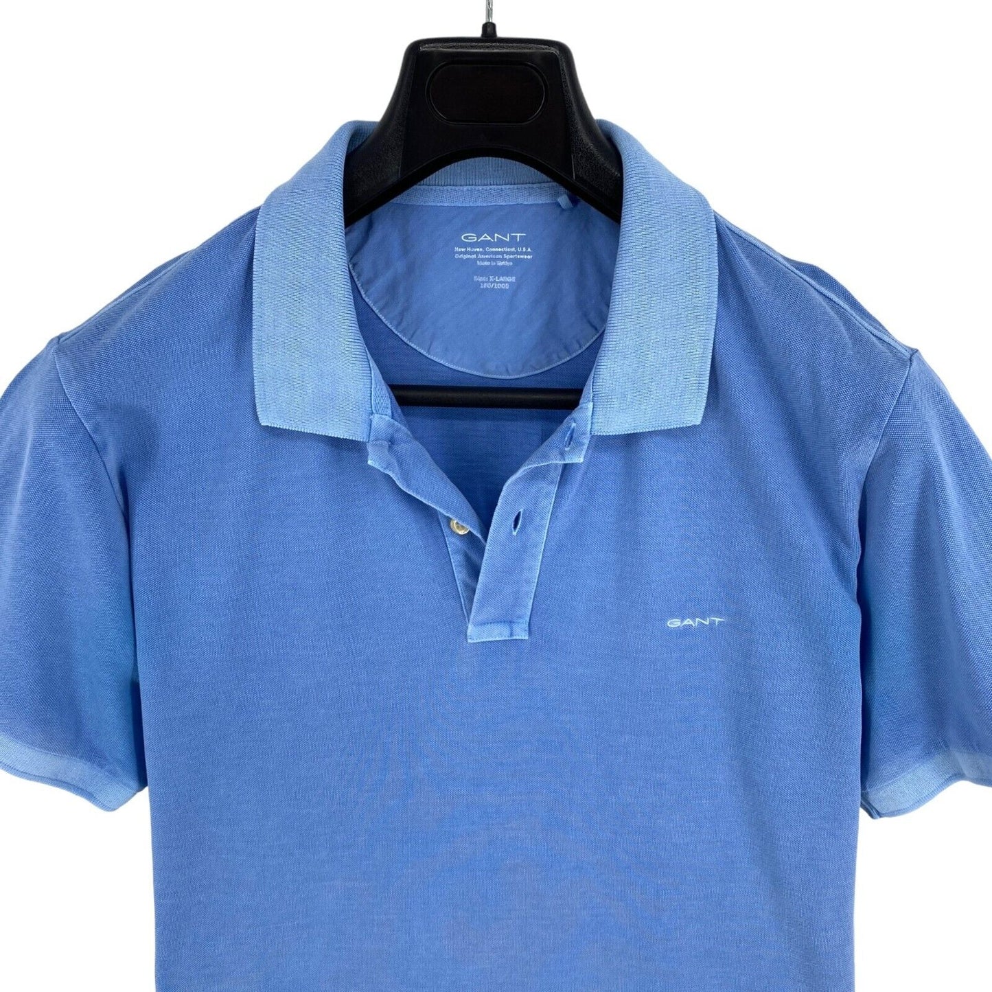 GANT Men Blue Sun Bleached Pique Polo Shirt Size XL