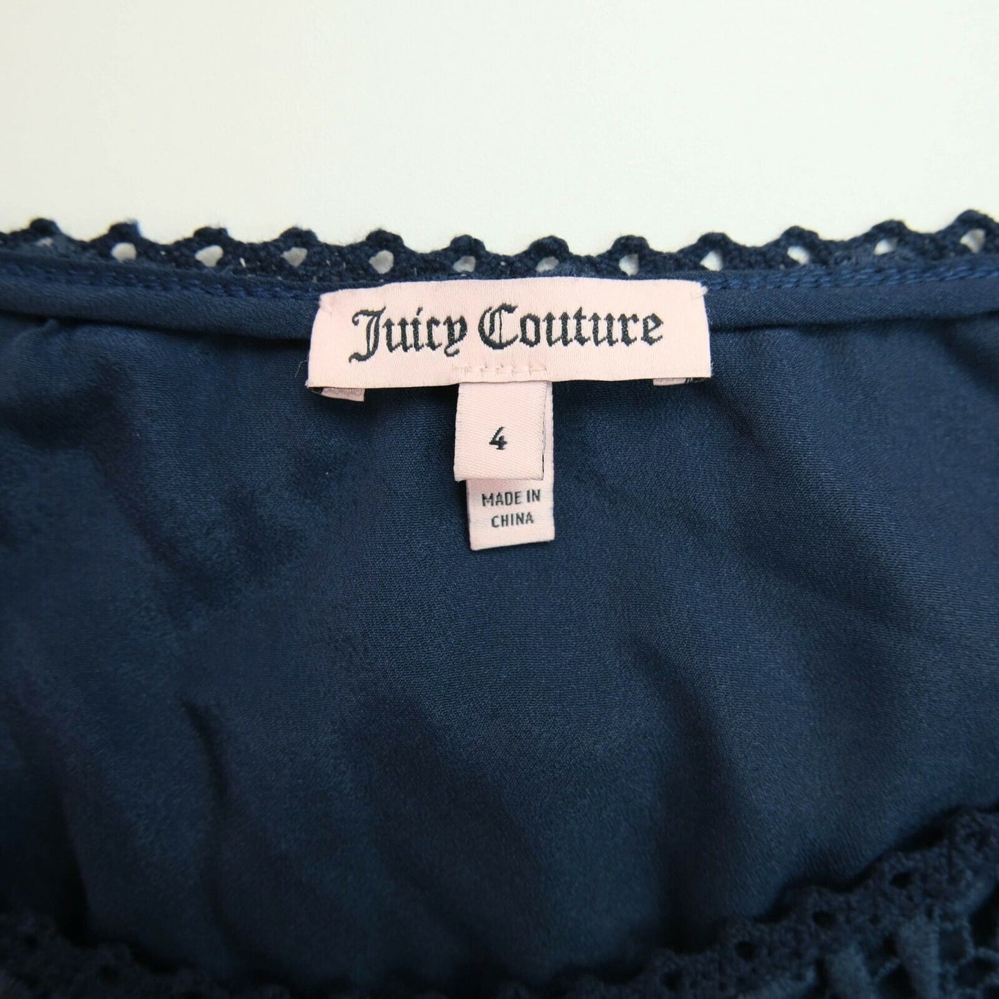 RRP €284 JUICY COUTURE Navy Blue Grace Long Sleeve Crew Neck Dress Size 4 - 3XS