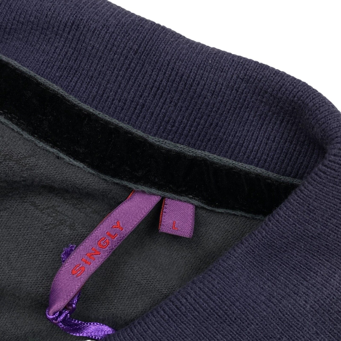 SINGLY Check Purple 100% Cotton Long Sleeves Polo Jumper Sweater Size L