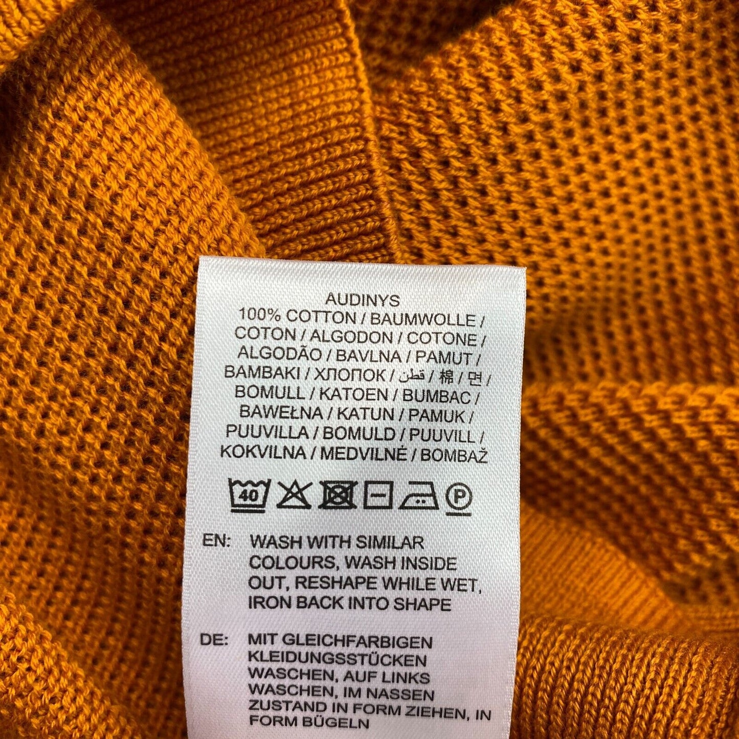 GANT Pull à col rond en coton piqué jaune Taille XL