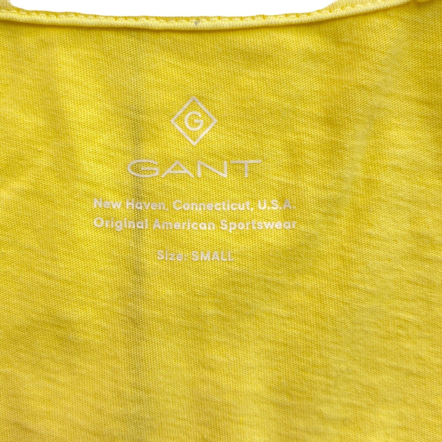 GANT Yellow Sun Faded V Neck T Shirt Top Size S