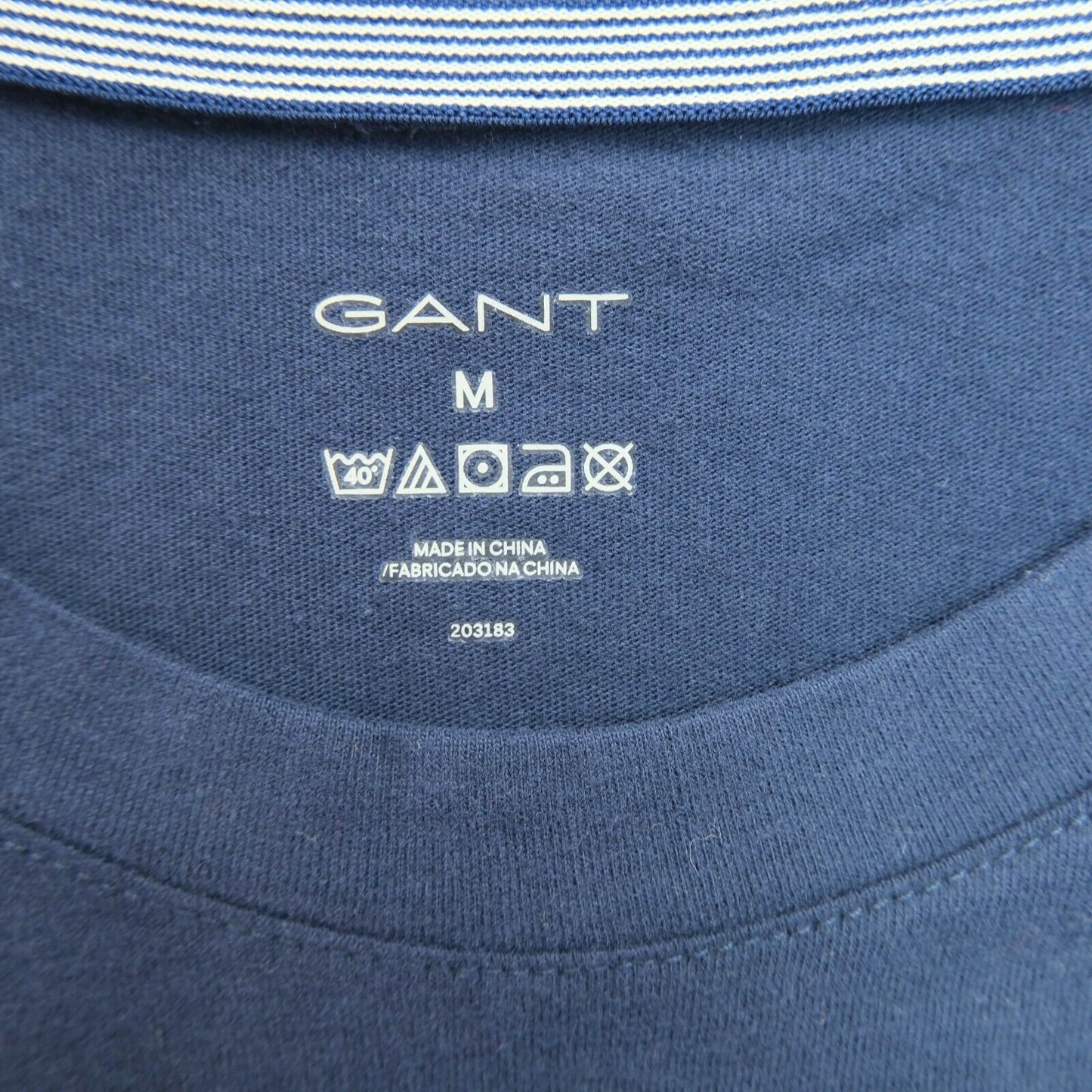 GANT Navy Blue Big Logo Crew Neck Long Sleeves T Shirt Size M