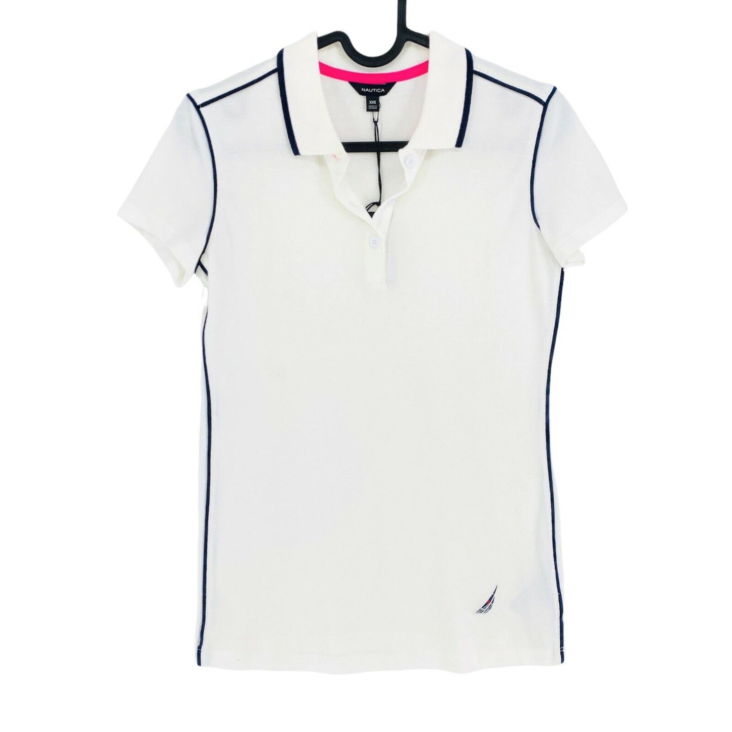 NAUTICA Weißes kurzärmliges Polo-T-Shirt, Größe 2XS