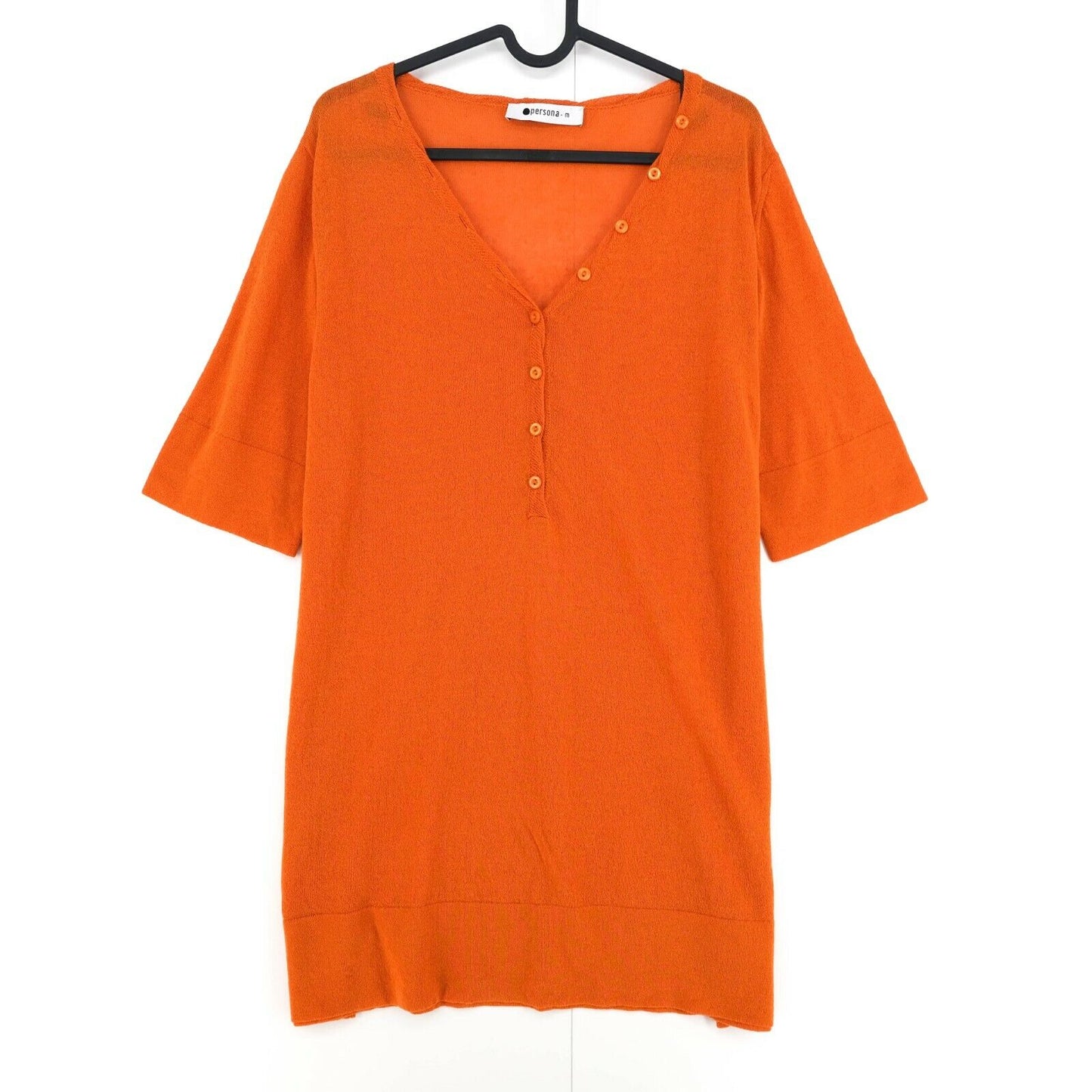 Persona Orange T-Shirt mit V-Ausschnitt, Größe M