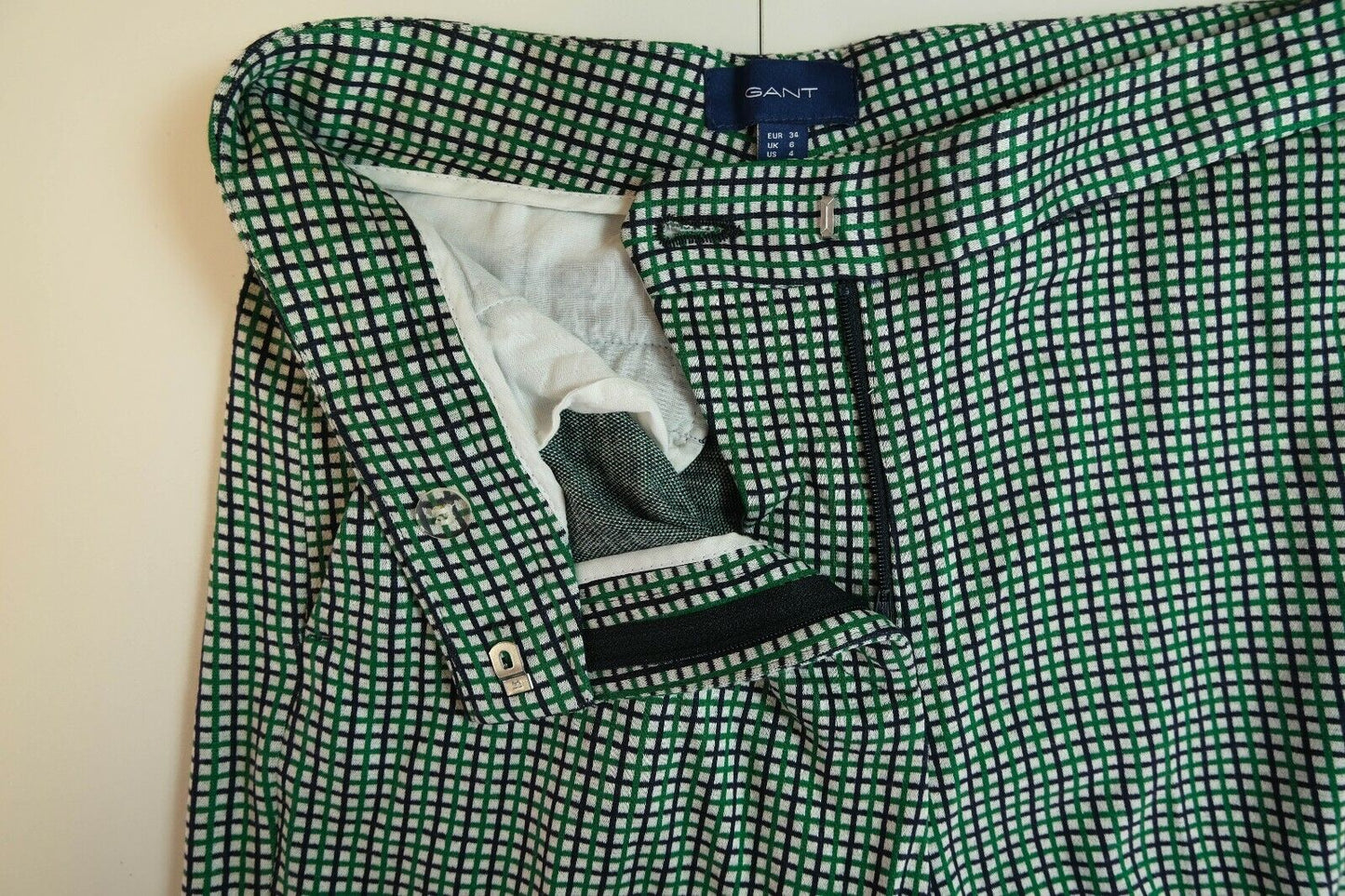 GANT Green Check Pants Trousers Size EUR 34 UK 6 US 4