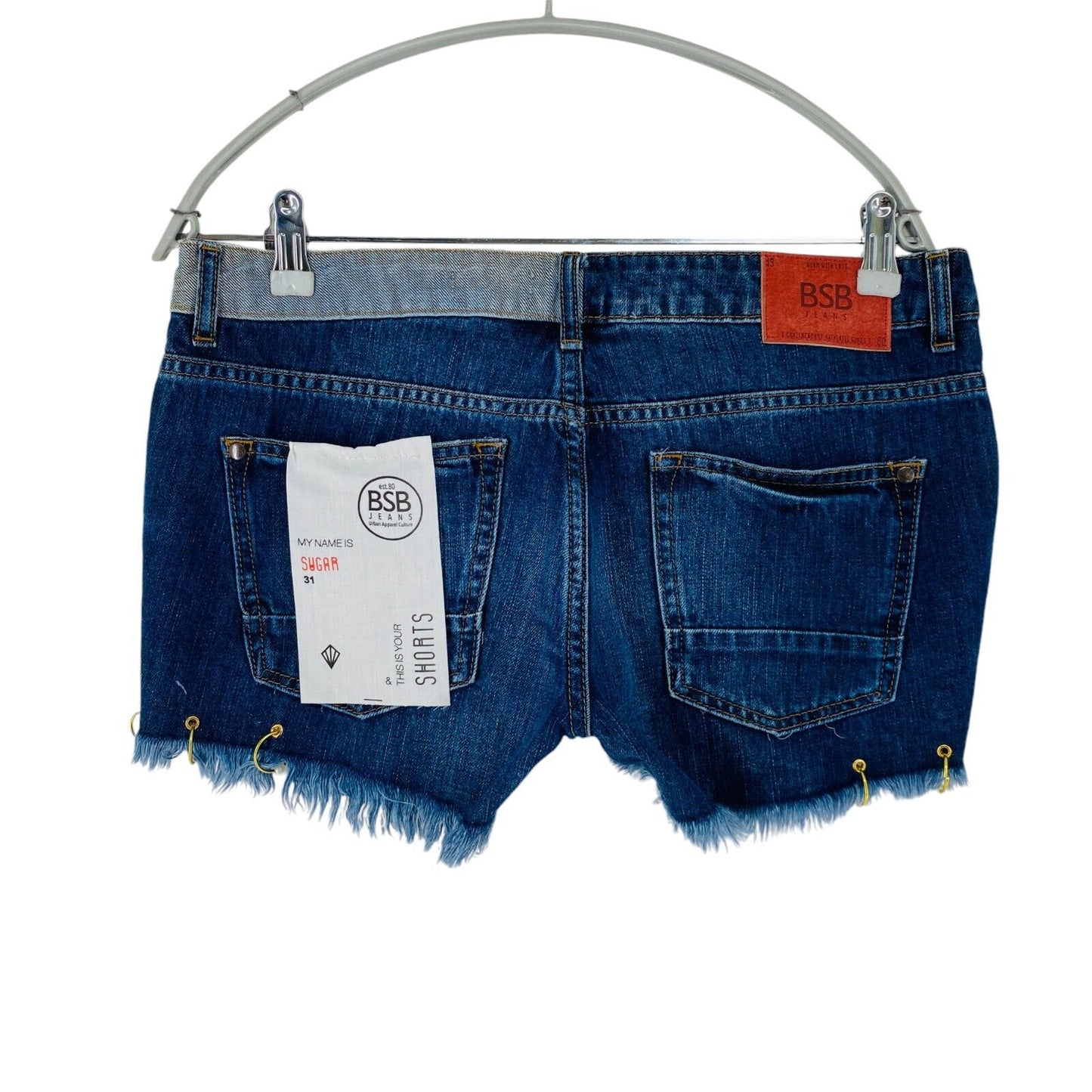 BSB SUGAR Women Blue Ripped Cut Off Denim Shorts W31