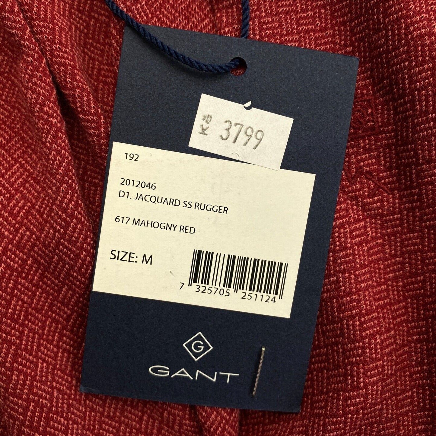 GANT Dunkelrotes Jacquard Rugger Poloshirt Größe M