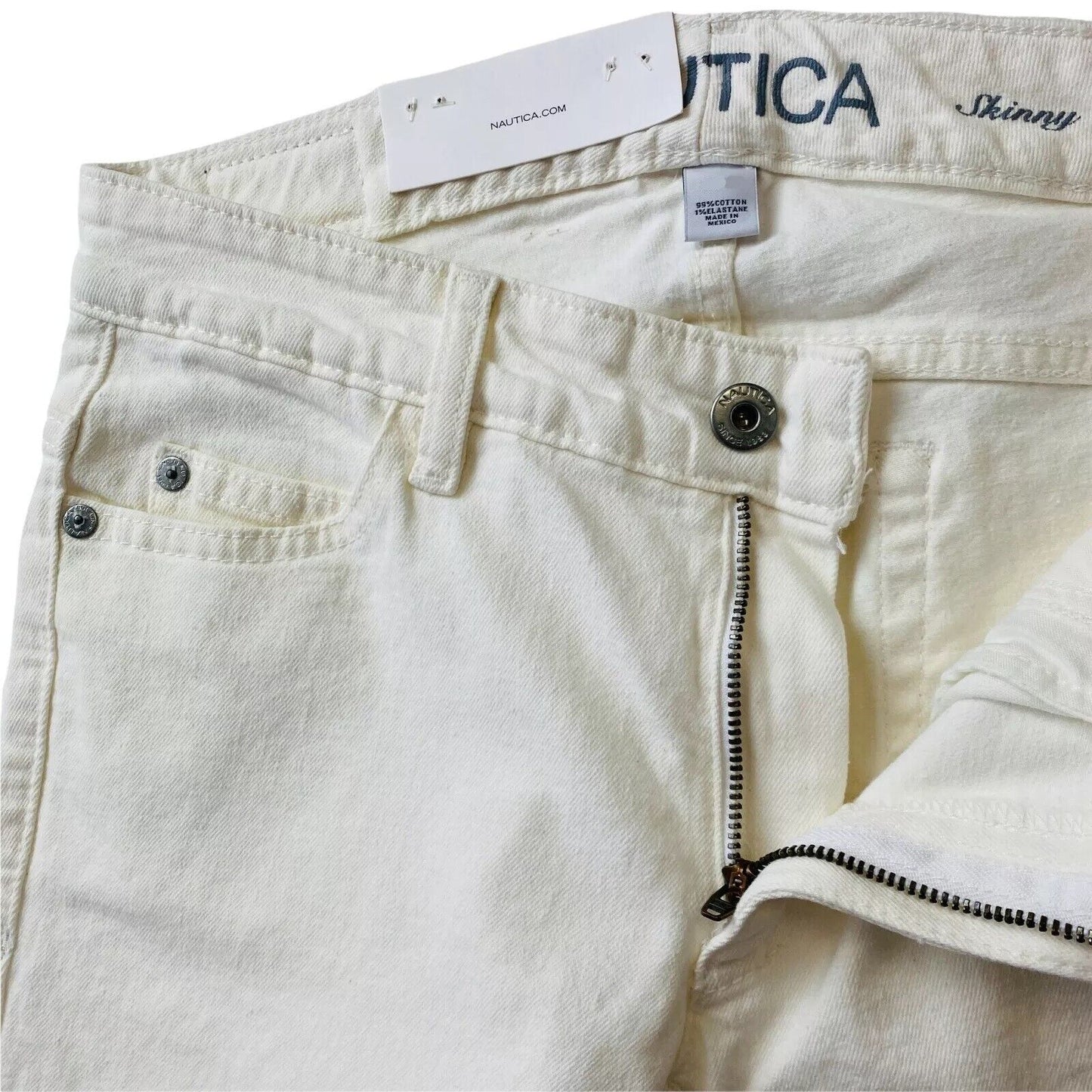 NAUTICA Women White Stretch Narrow Skinny Fit Jeans Size W26 L29