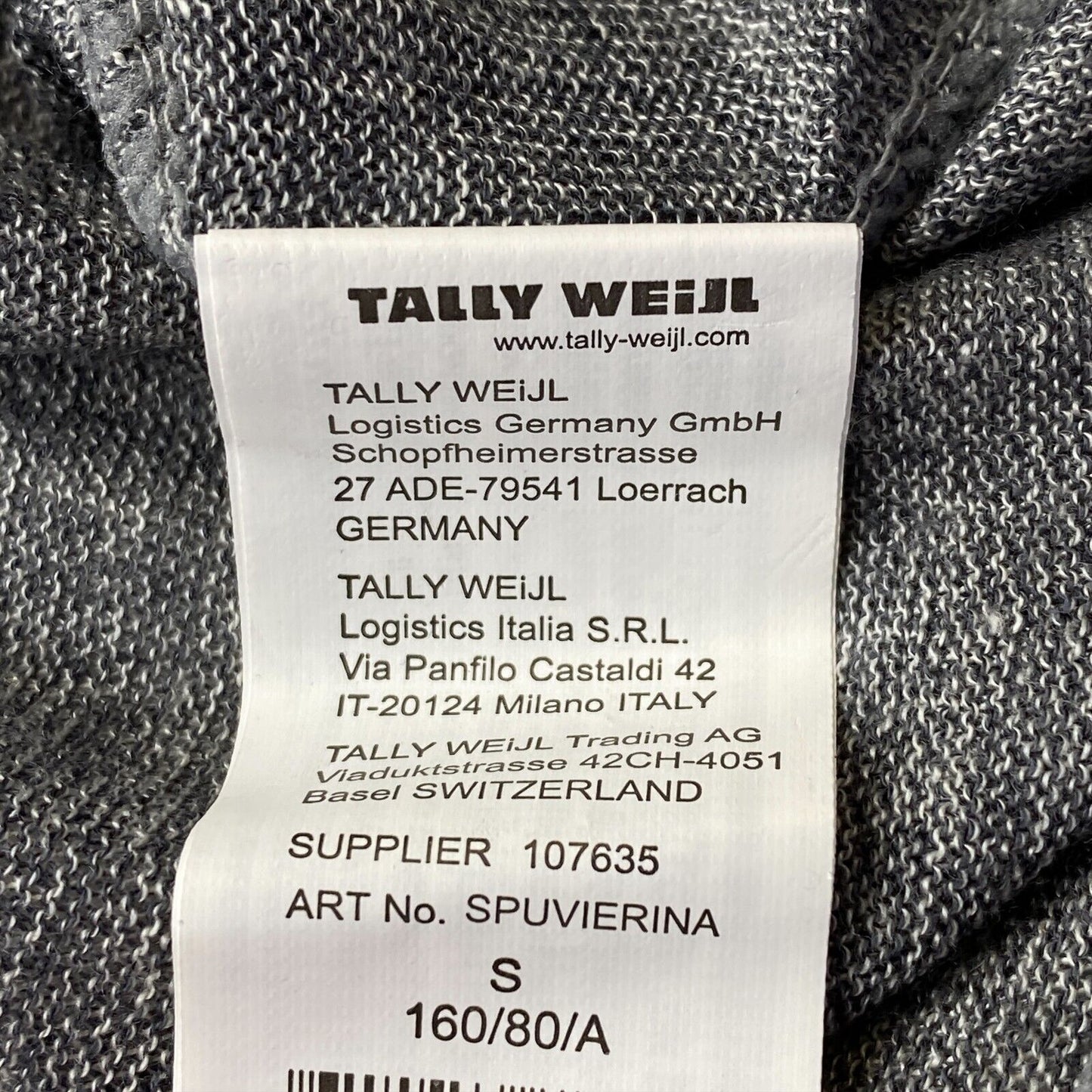 TALLY WEiJL Dunkelgrauer Langarmpullover mit V-Ausschnitt, Größe S