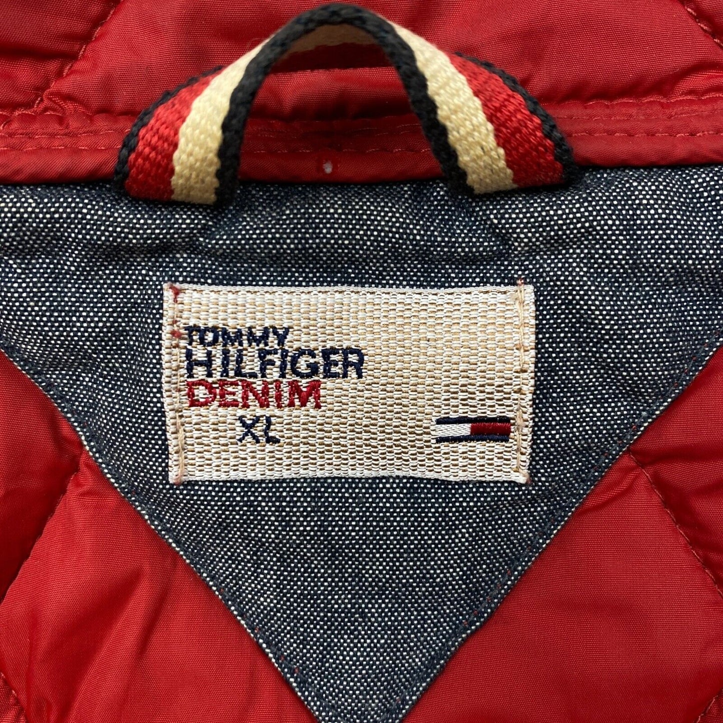 TOMMY HILFIGER DENIM Red Quilted Jacket Coat Size XL