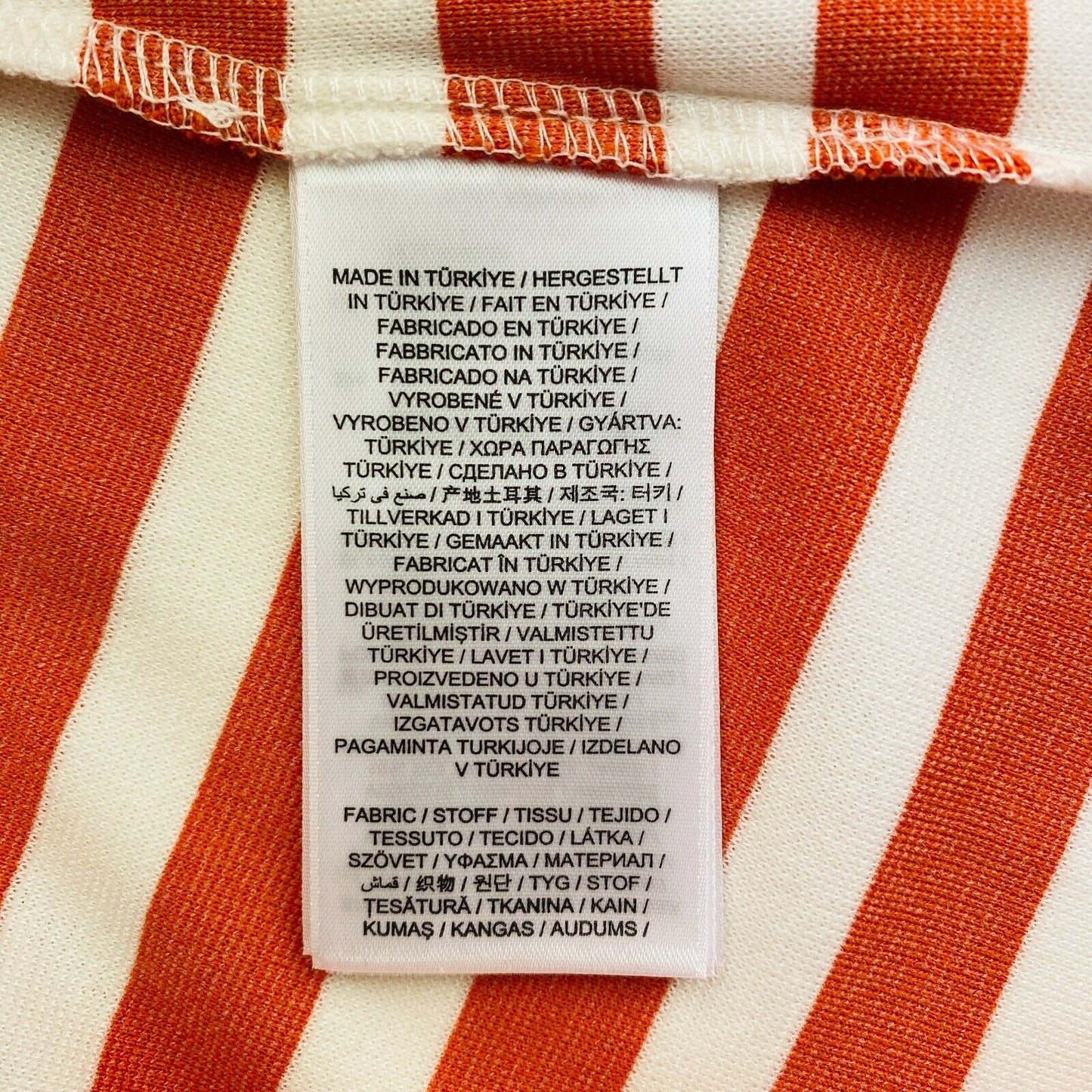 GANT Women Orange Striped SS Crew Neck T Shirt Size XS