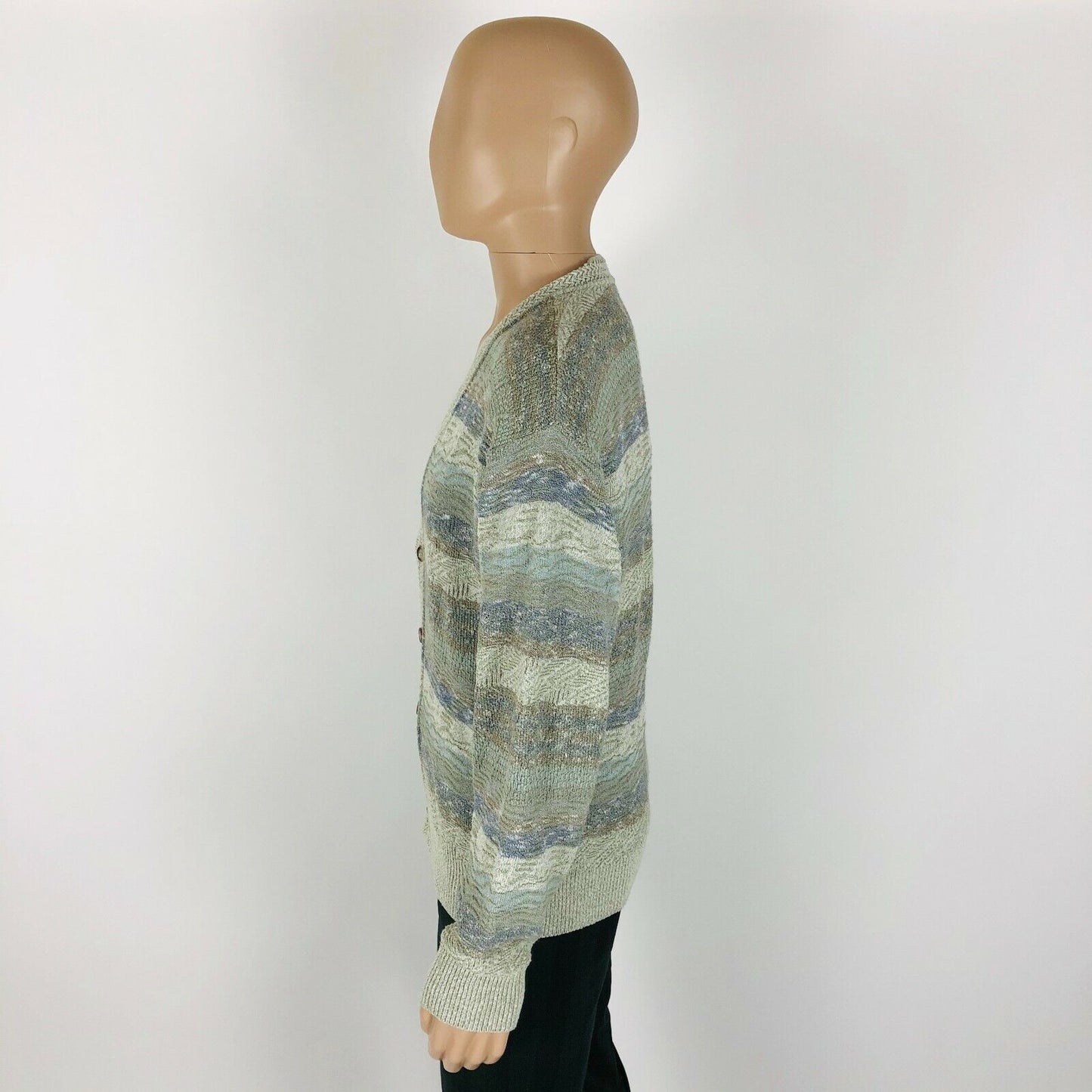 Cosby vintage Rétro années 90 SUNNY Gris Cardigan Pull EUR 48 US UK 38 - M