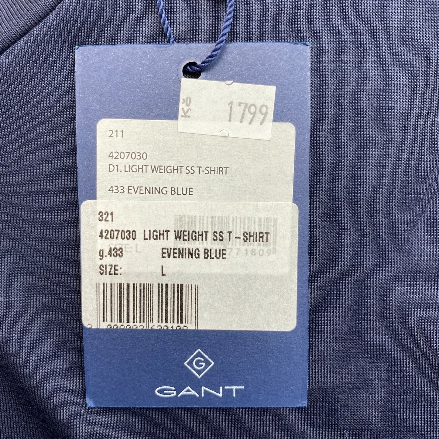 GANT Navy Blue Light Weight Crew Neck T Shirt Size L