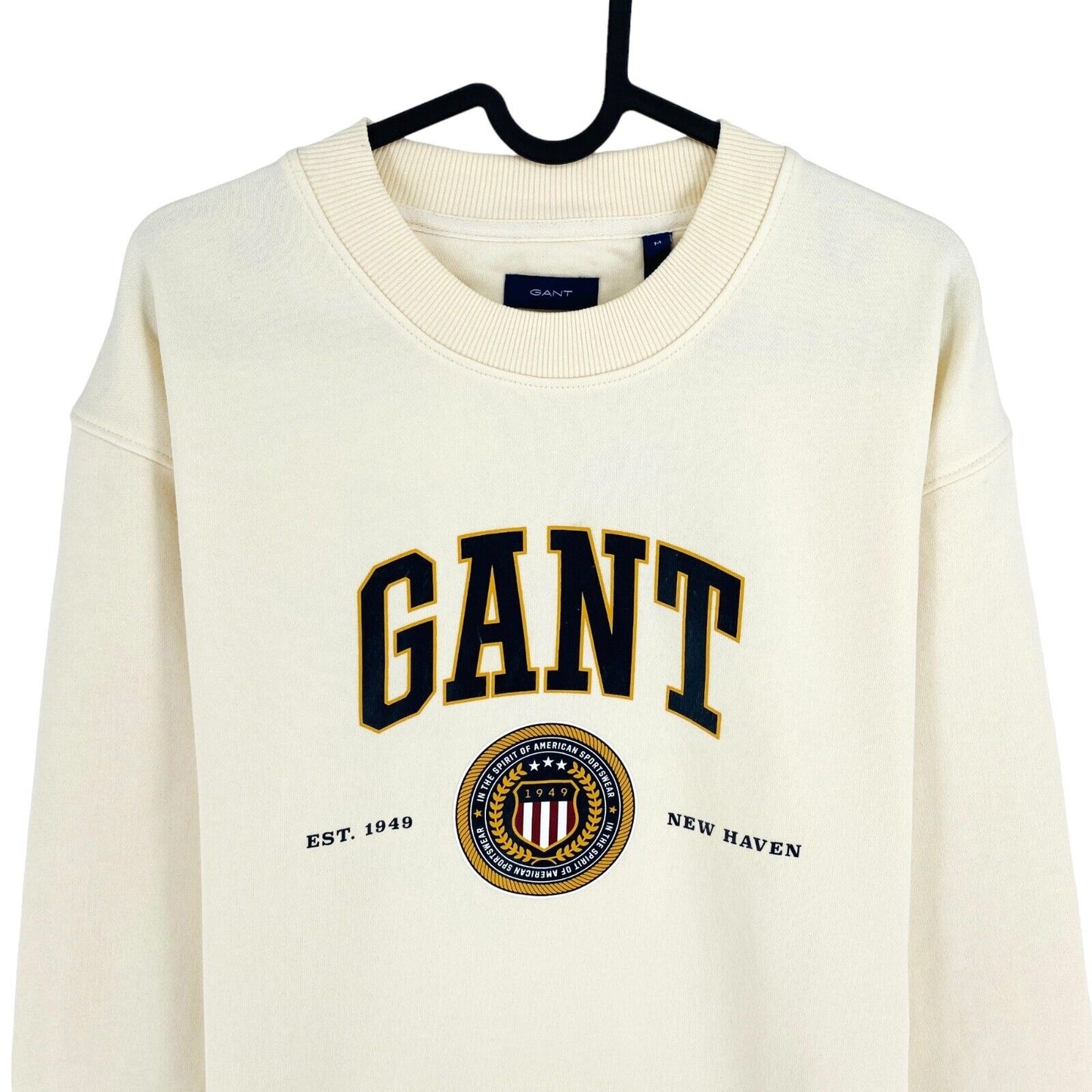 GANT Beige Crest Shield Crew Neck Pullover Jumper Size M