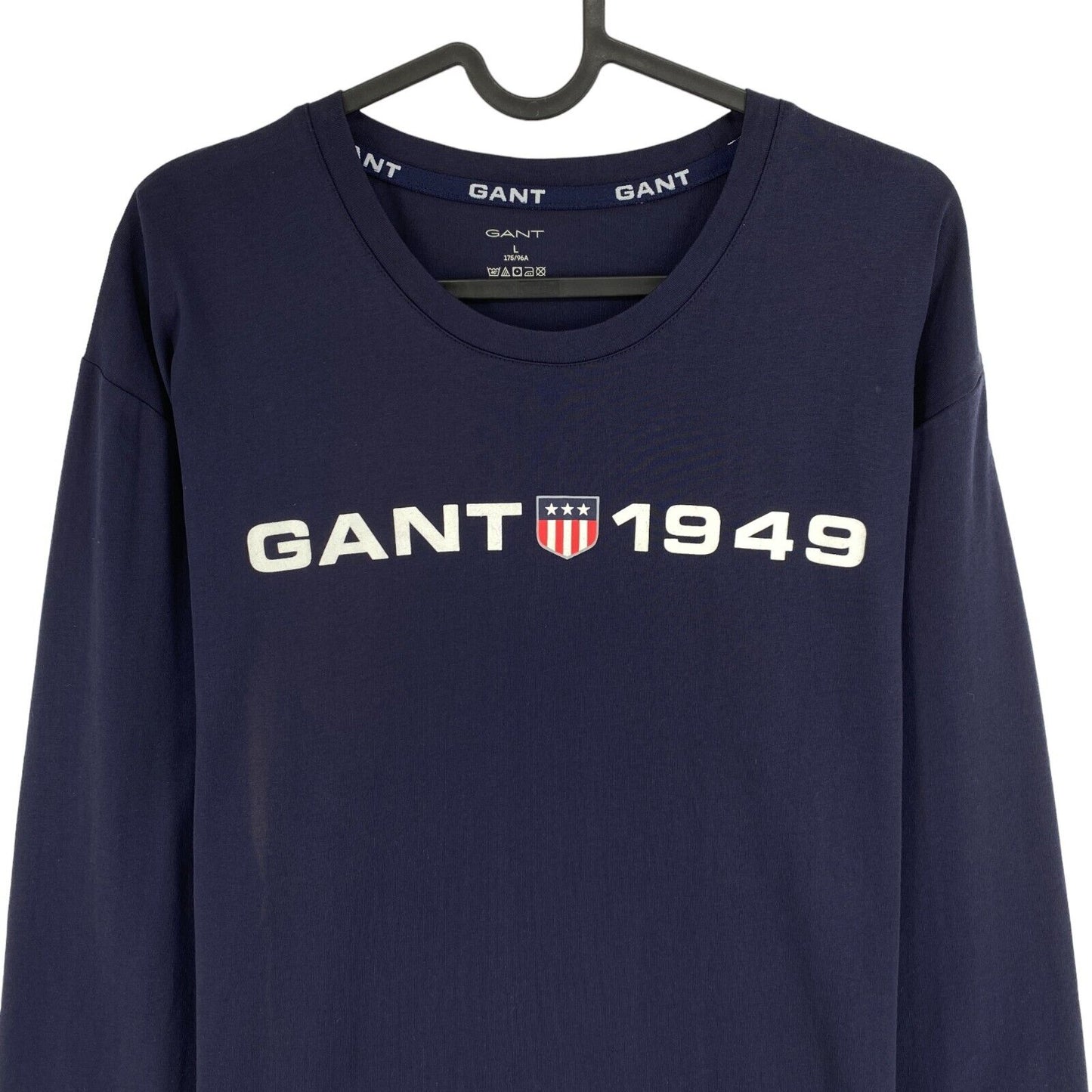 GANT Navy Blue Retro Shield Crew Neck Long Sleeves T Shirt Size L