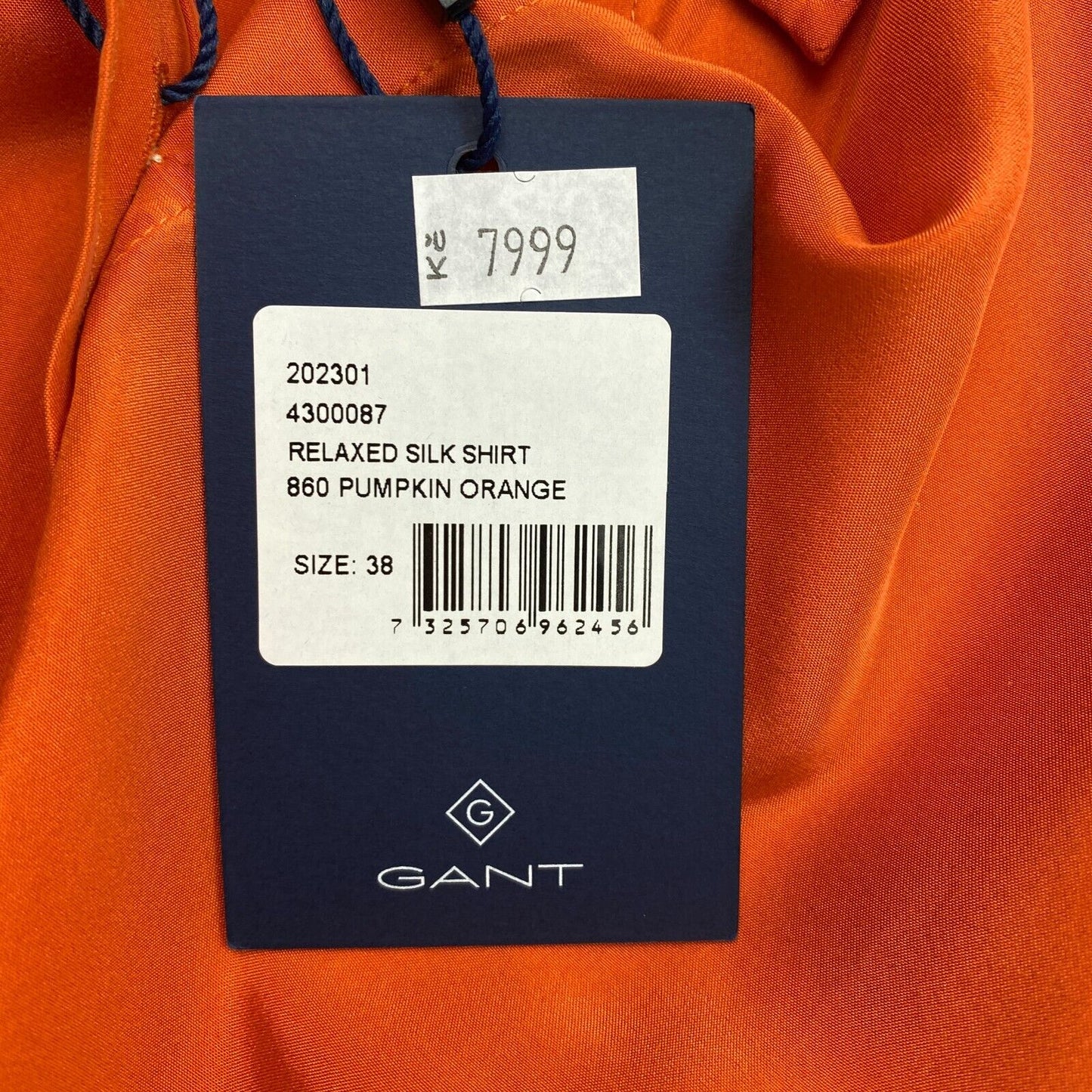 GANT Orange Relaxed 100% Silk Shirt Size EU 38 UK 10 US 8