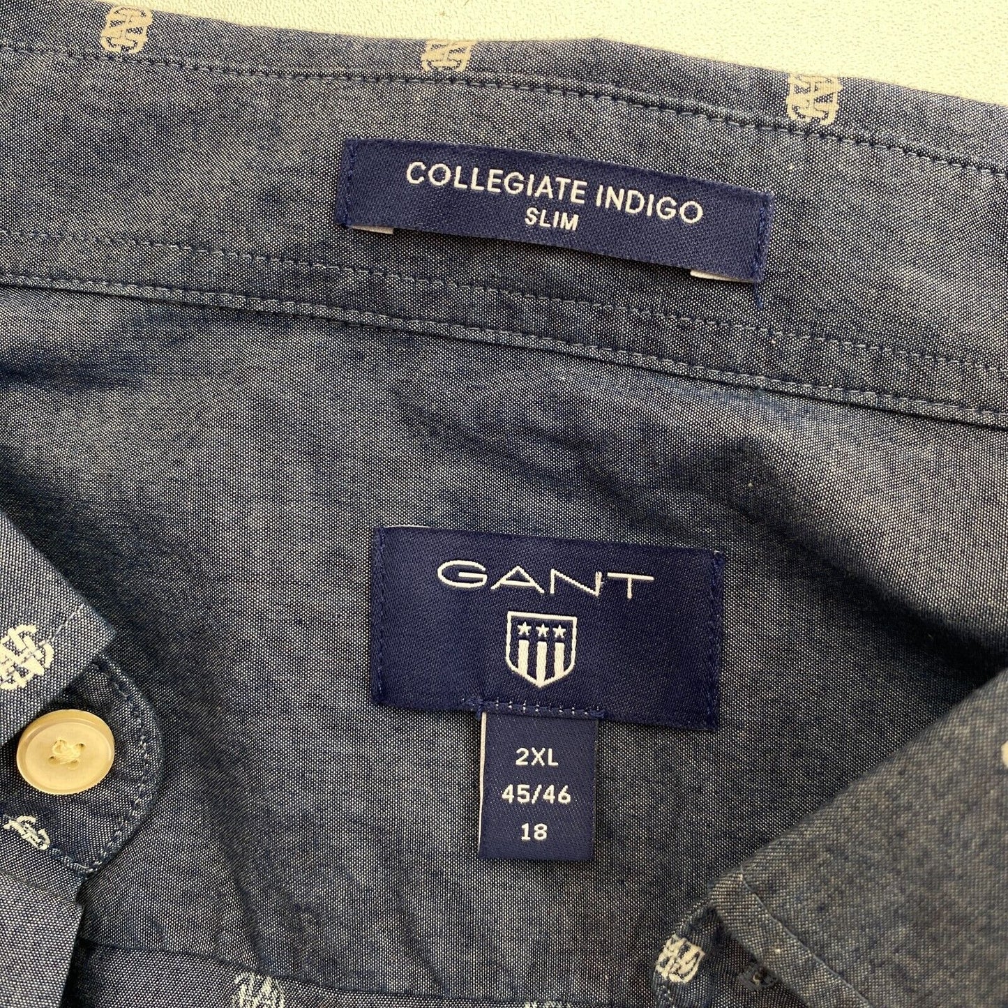 GANT Dunkelblaues Collegiate Indigo Slim Fit Hemd Größe 2XL 45/46 18