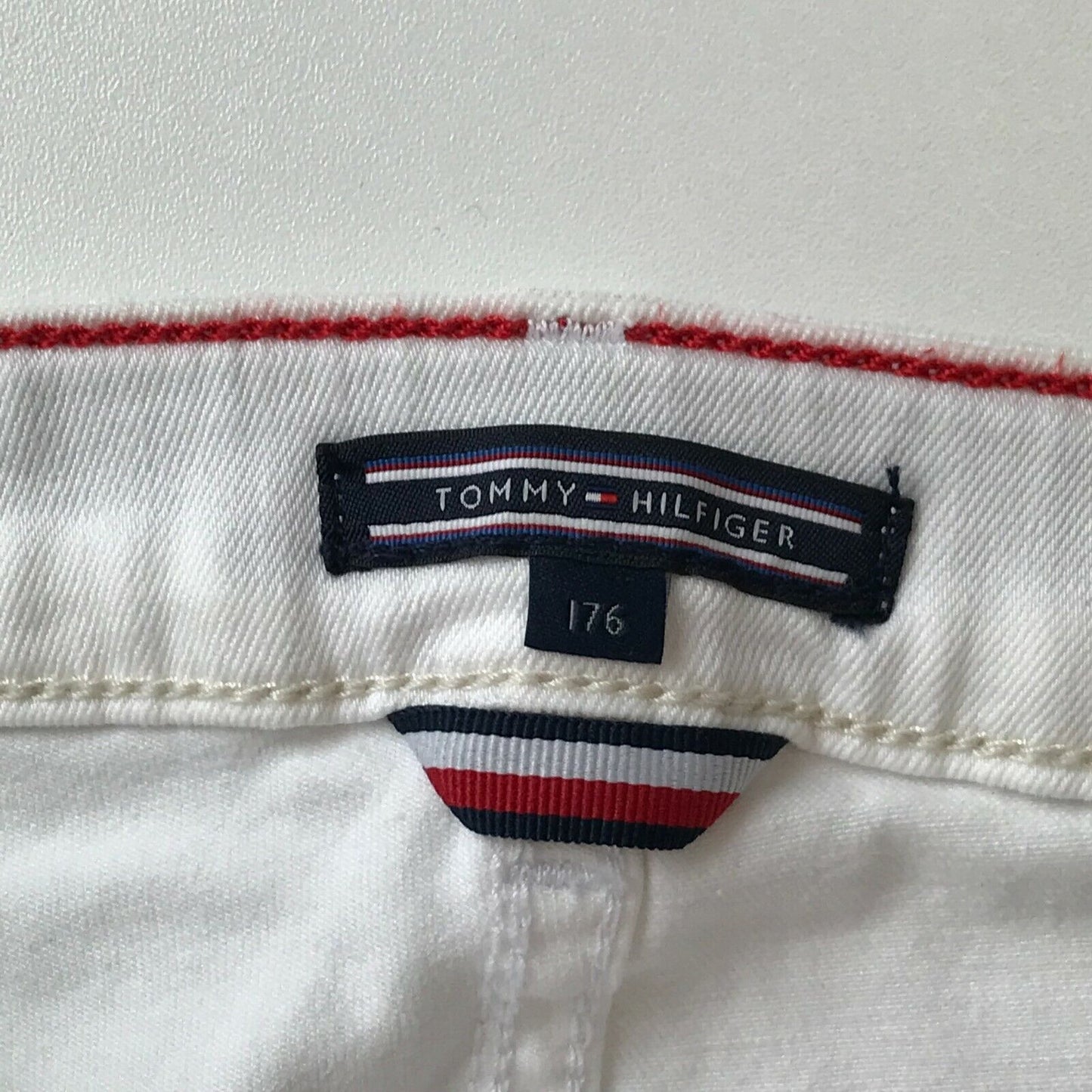 Tommy Hilfiger Boys White Regular Fit Denim Shorts Size 176 cm W27