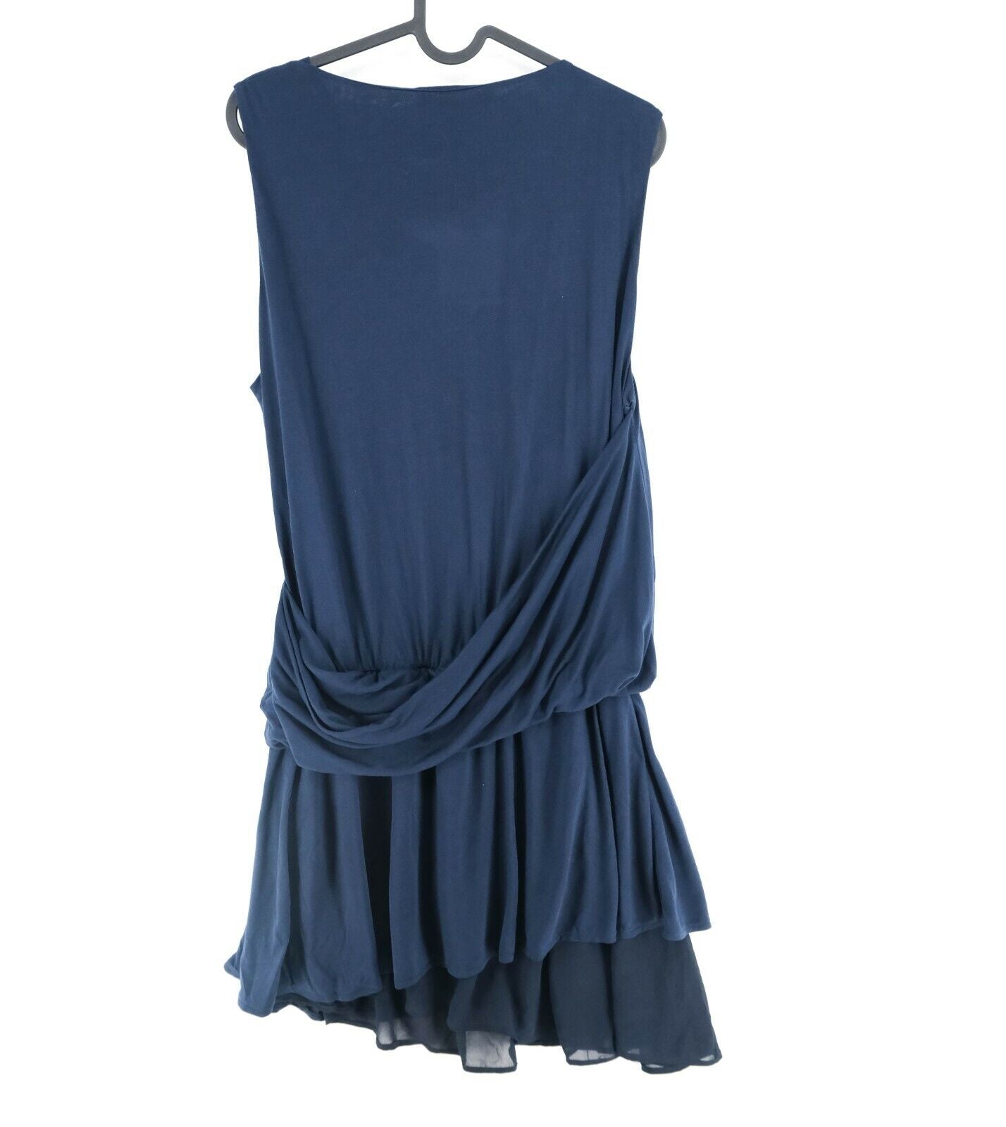 KAI-AAKMANN Navy Blue Round Neck Pleated Dress Size S