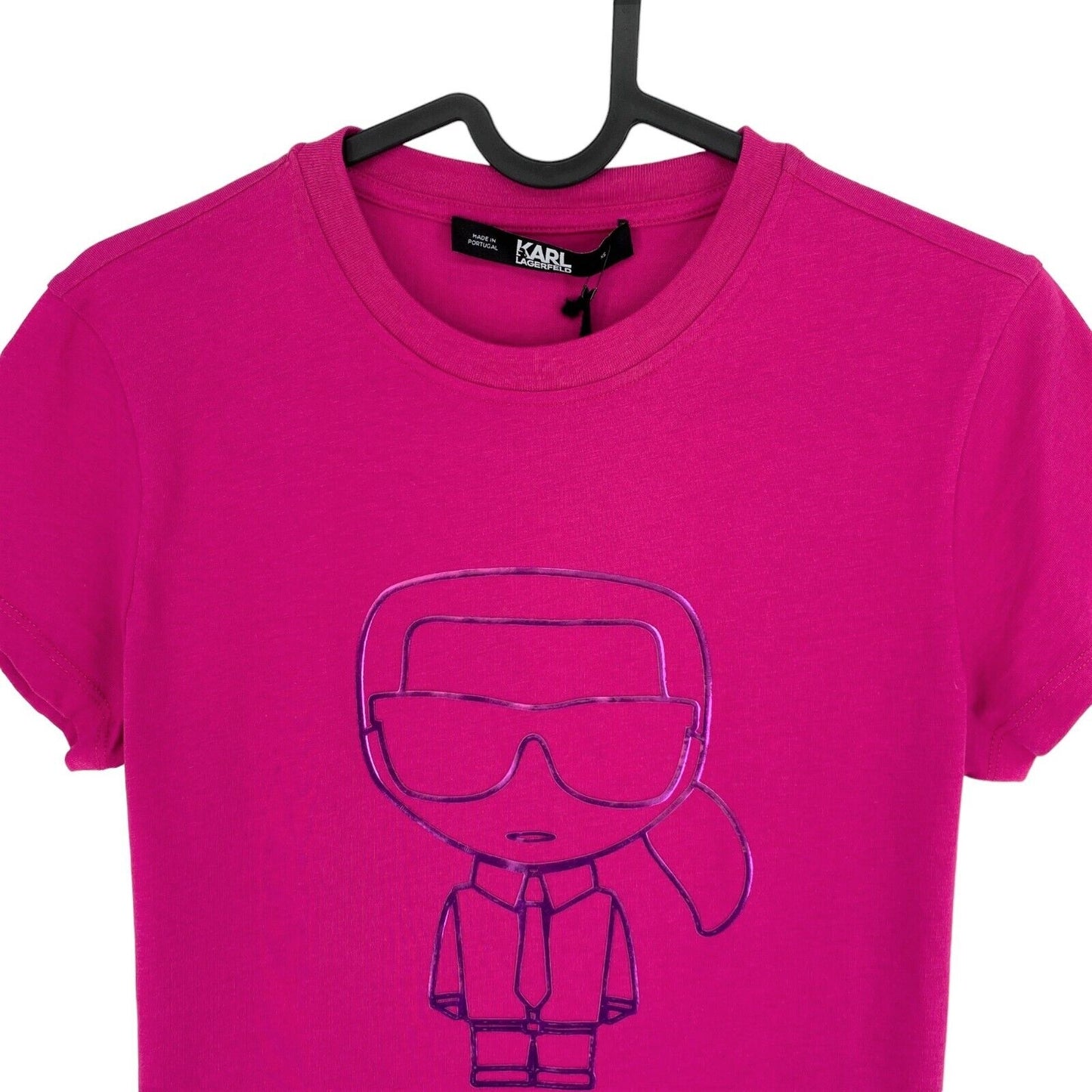 Karl Lagerfeld Pink Ikonik Karl Outline Crew Neck T Shirt Size XS