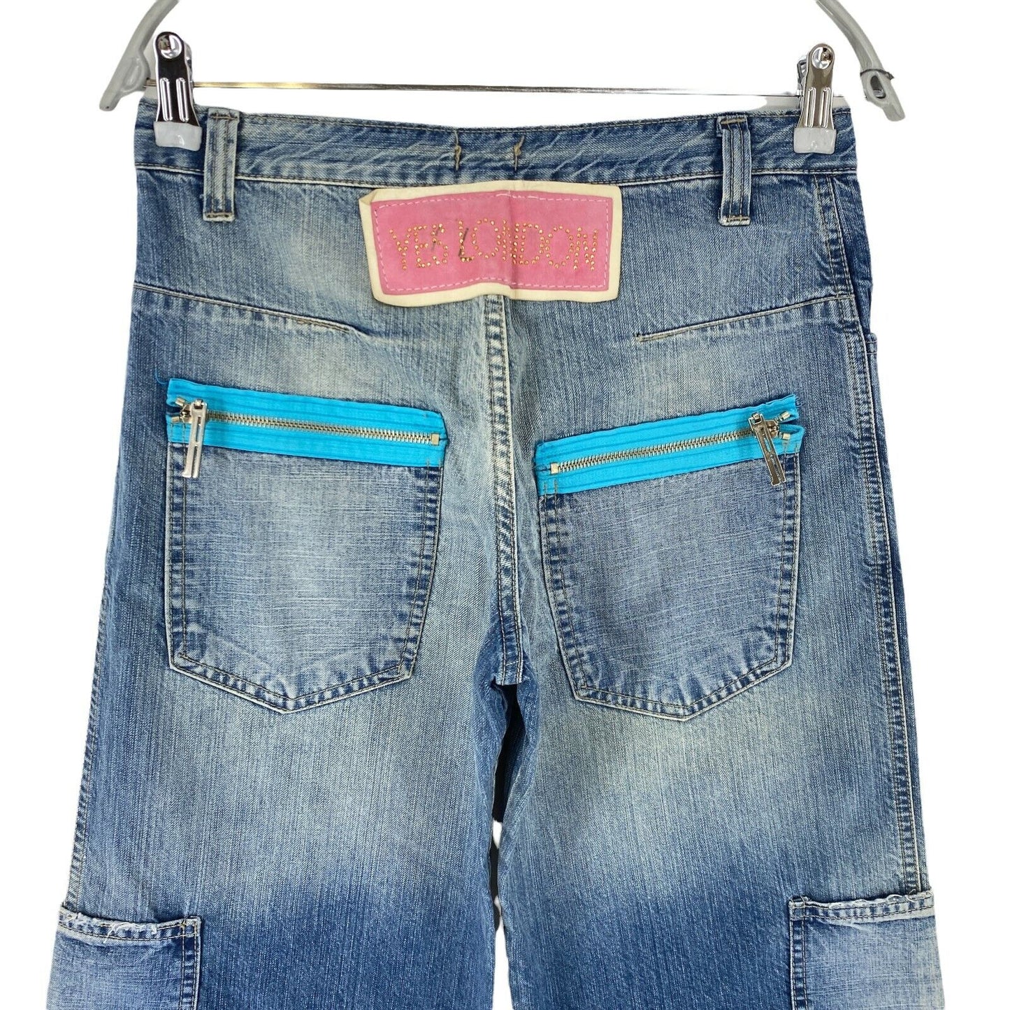 YES LONDON Damen Blau Lockere Retro-Jeans mit weitem Bein EUR 40 W26