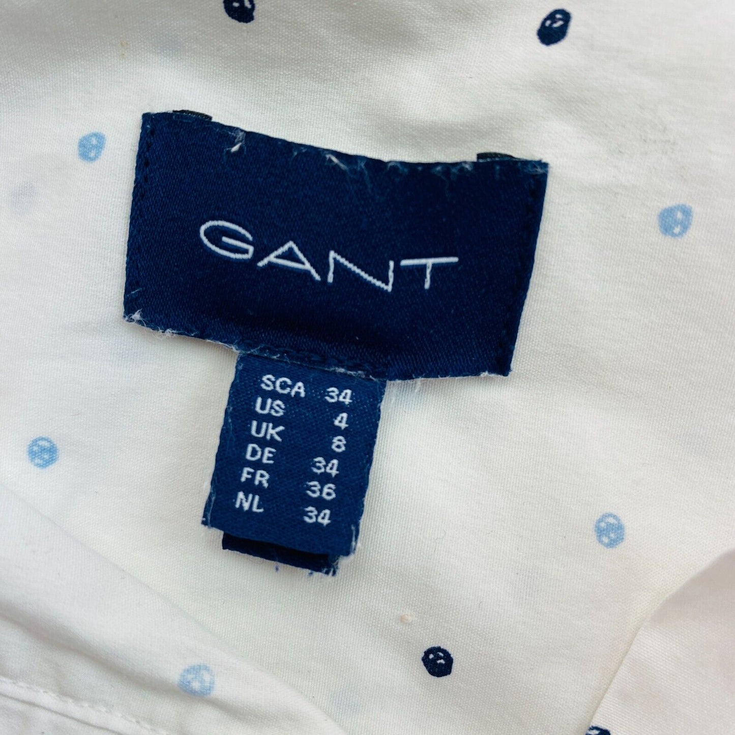 GANT White Dot Print Shirt Size EU 34 UK 8 US 4