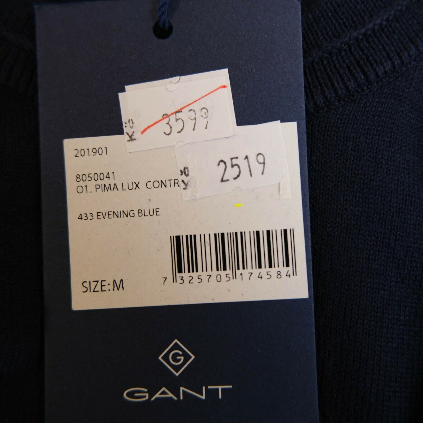 GANT Navy Blue Crew Neck 100% Cotton Jumper Sweater Size M