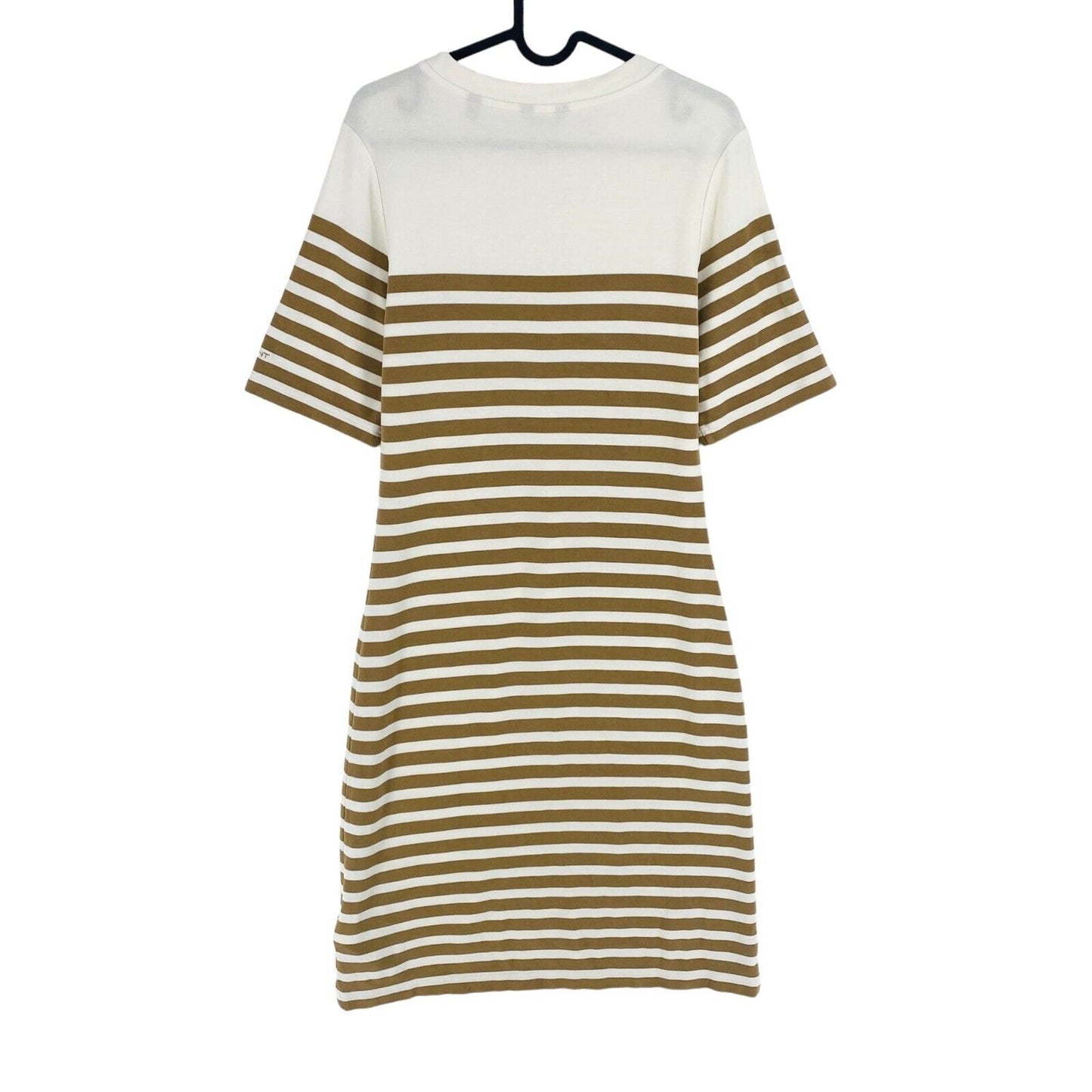 GANT Women White Striped Jersey Crew Neck Dress Size M