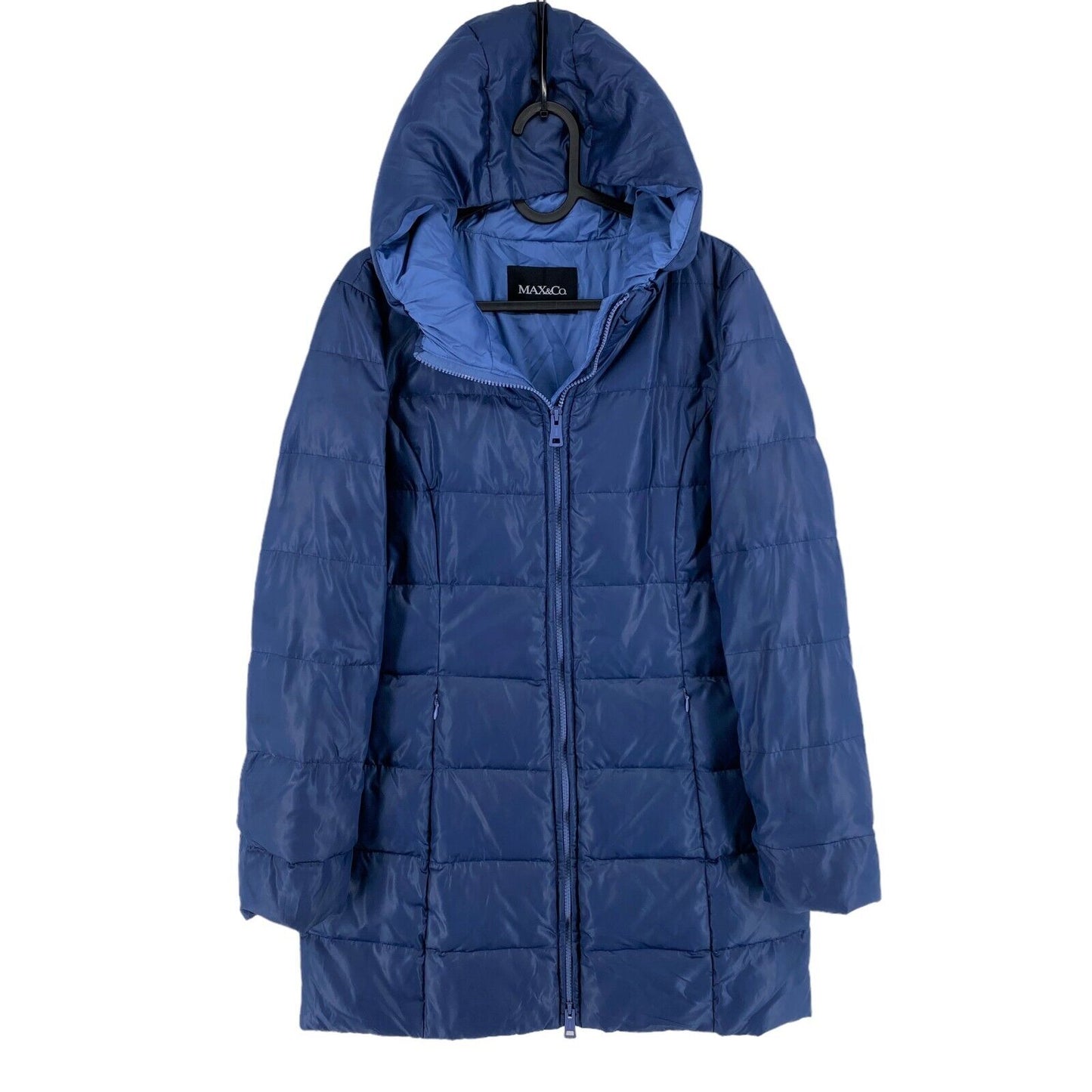 MAX&amp;Co. Bleu marine à capuche doudoune manteau taille EU 36 UK 8 US 4