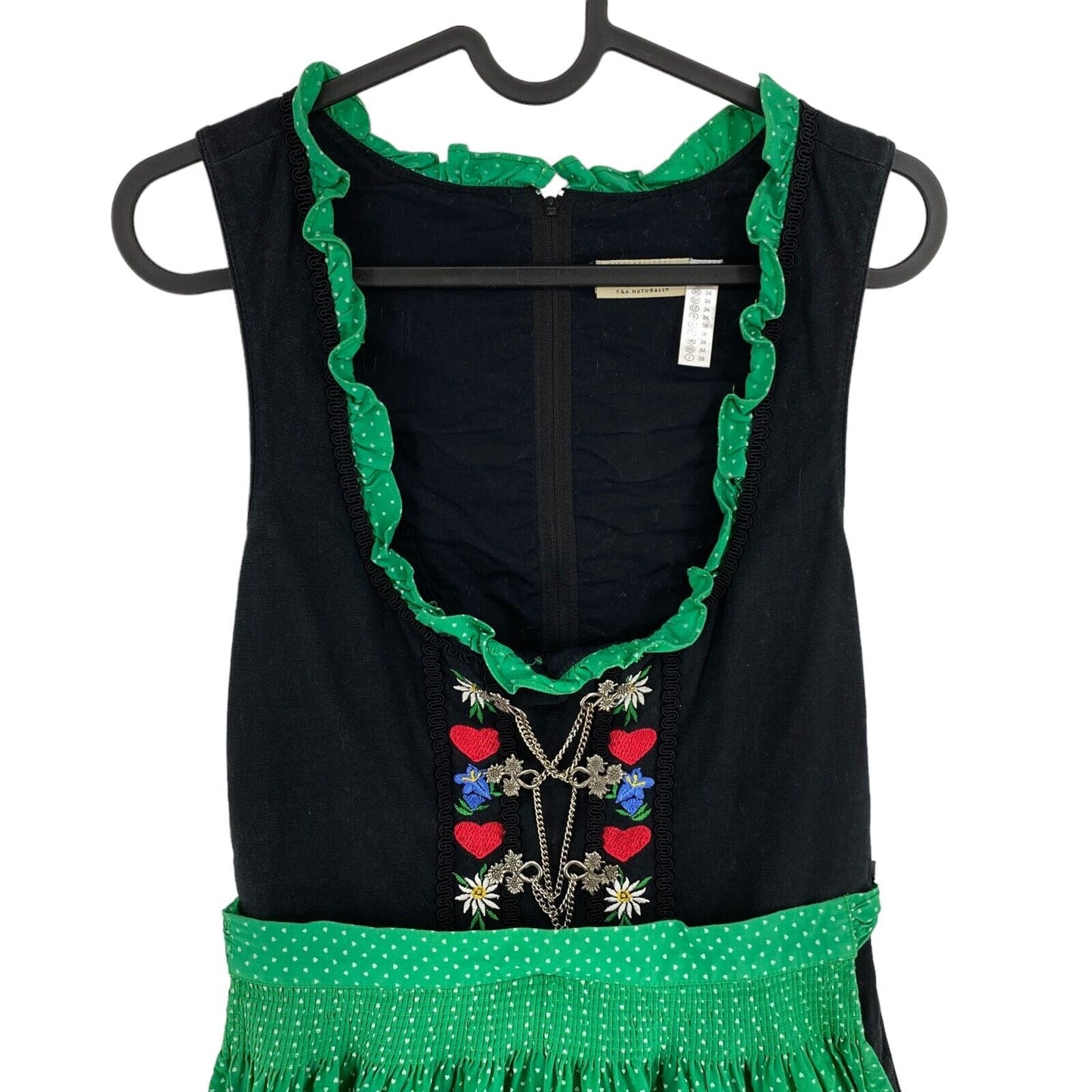 LANDHAUS Tyrol Dirndl Oktoberfest Black Green Dress Size EU 34 UK 6 US 4