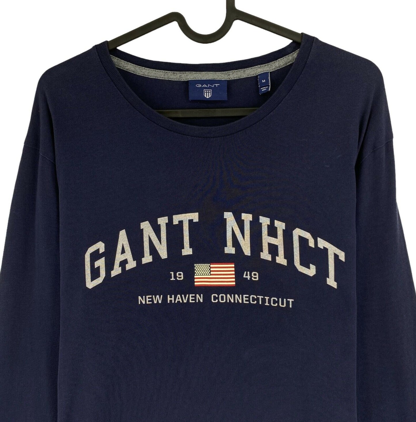 GANT Navy Blue Logo Long Sleeves Crew Neck T Shirt Size M