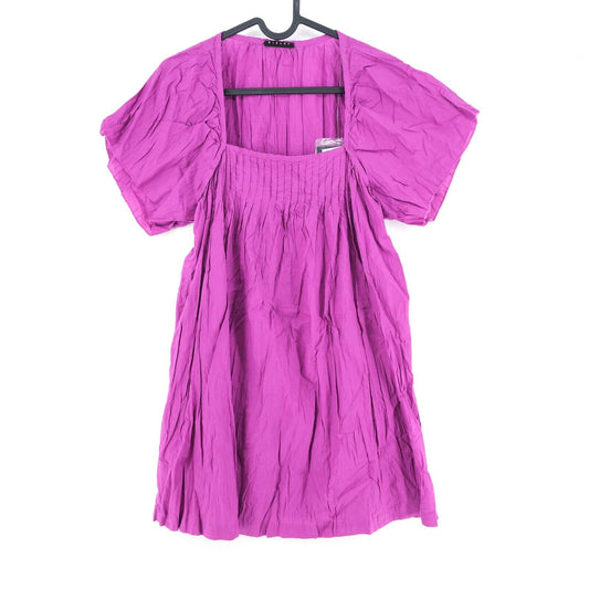 SISLEY Pink Square Neck Crumpled Dress Size S