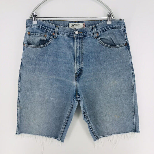 Vintage Levi's 550 Maßanfertigung Blaue Cut-Off Jeans Shorts Entspannte Passform W38